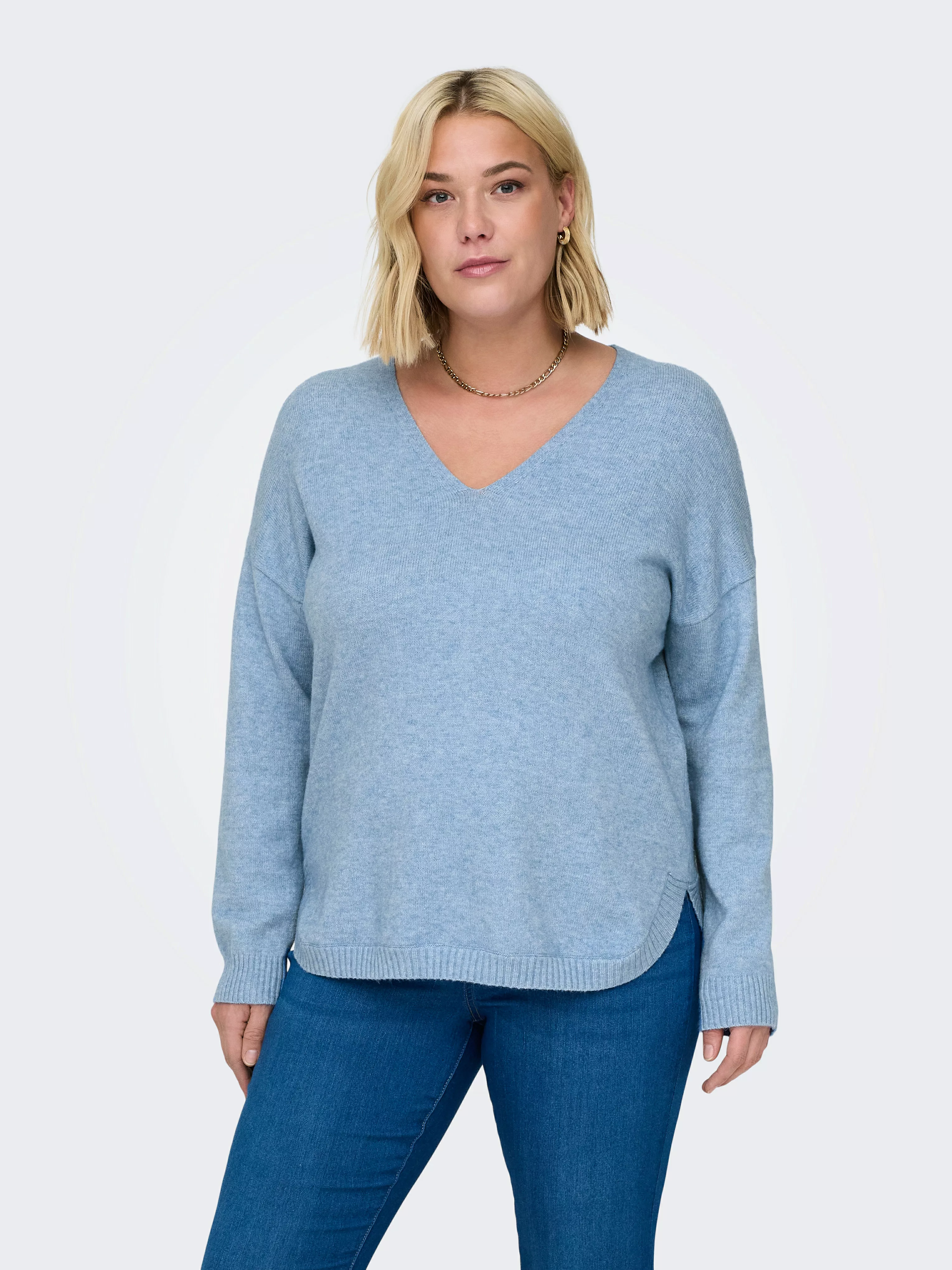 ONLY CARMAKOMA V-Ausschnitt-Pullover "CARMARGARETA LS PULLOVER KNT NOOS" günstig online kaufen