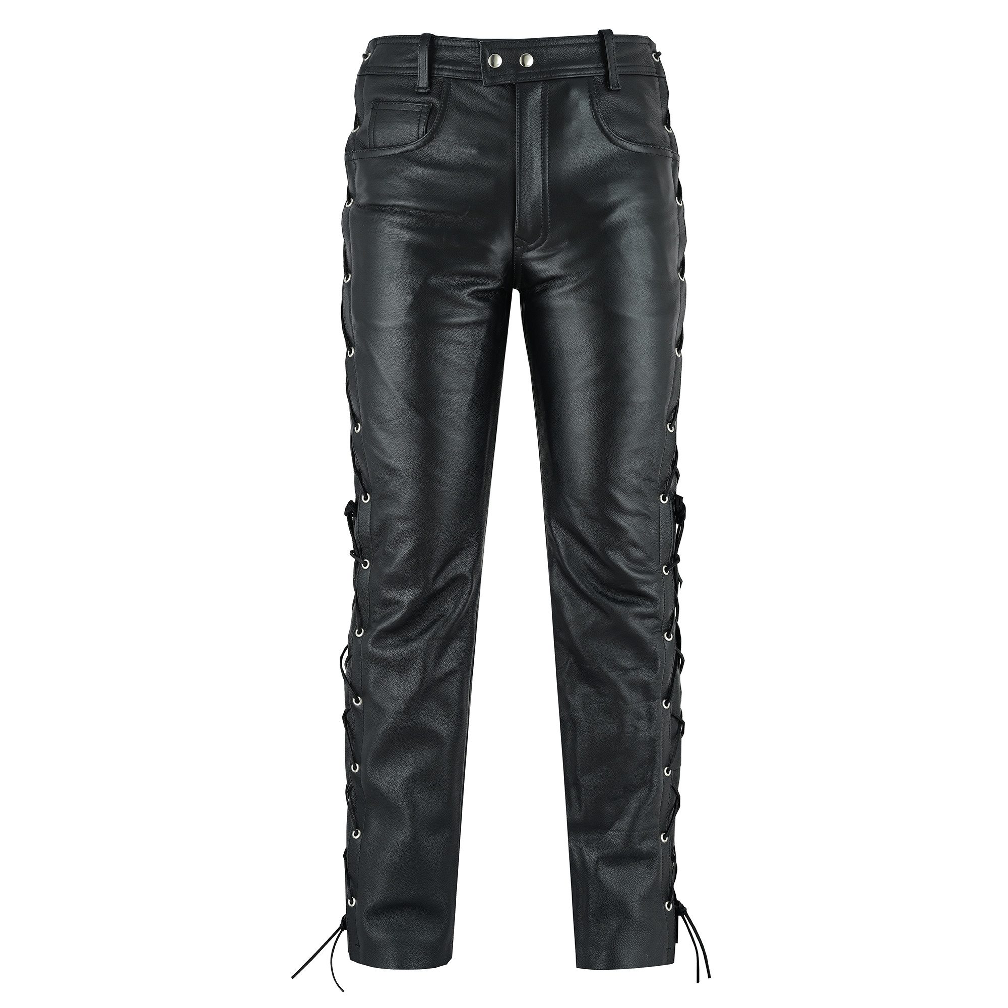 BOHMBERG Lederhose Herren Lederjeans, Seitliche Schnürung günstig online kaufen