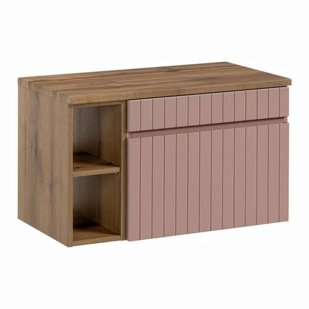 Waschbeckenunterschrank 80 cm mit Regal IRAKLIO-56-ROSE rosa Eiche Nb., B/H günstig online kaufen