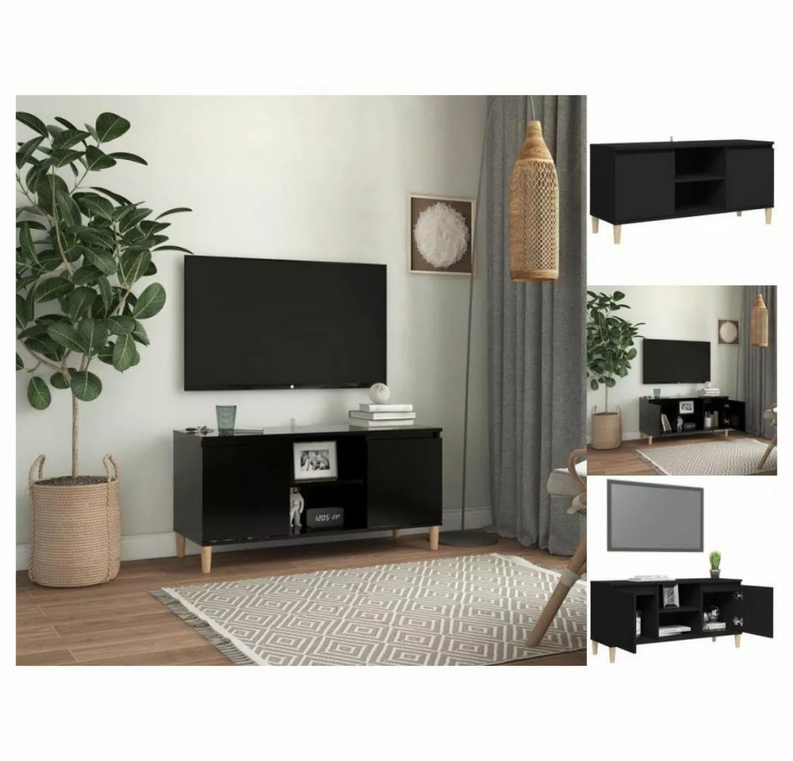 vidaXL TV-Schrank TV-Schrank mit Massivholz-Beinen Schwarz 103,5x35x50 cm L günstig online kaufen