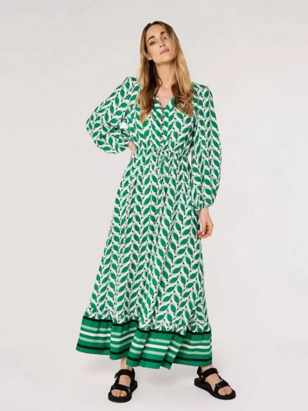Apricot Maxikleid Geo Leaves Border Wrap Dress, (Gummizug) mit Tunnelzug günstig online kaufen