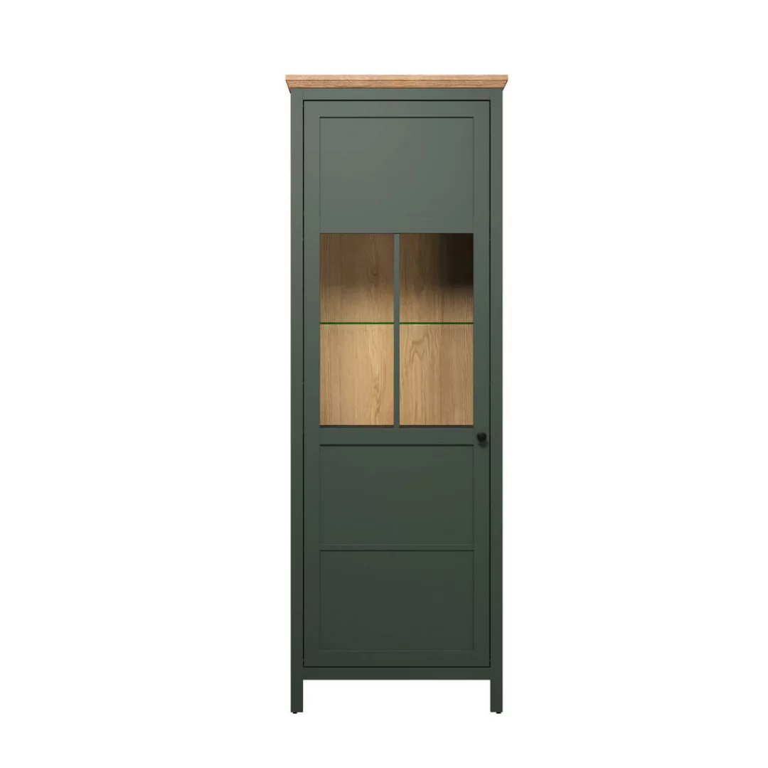 ebuy24 Vitrine Stanton Vitrinenschrank grün, Eiche dekor. günstig online kaufen