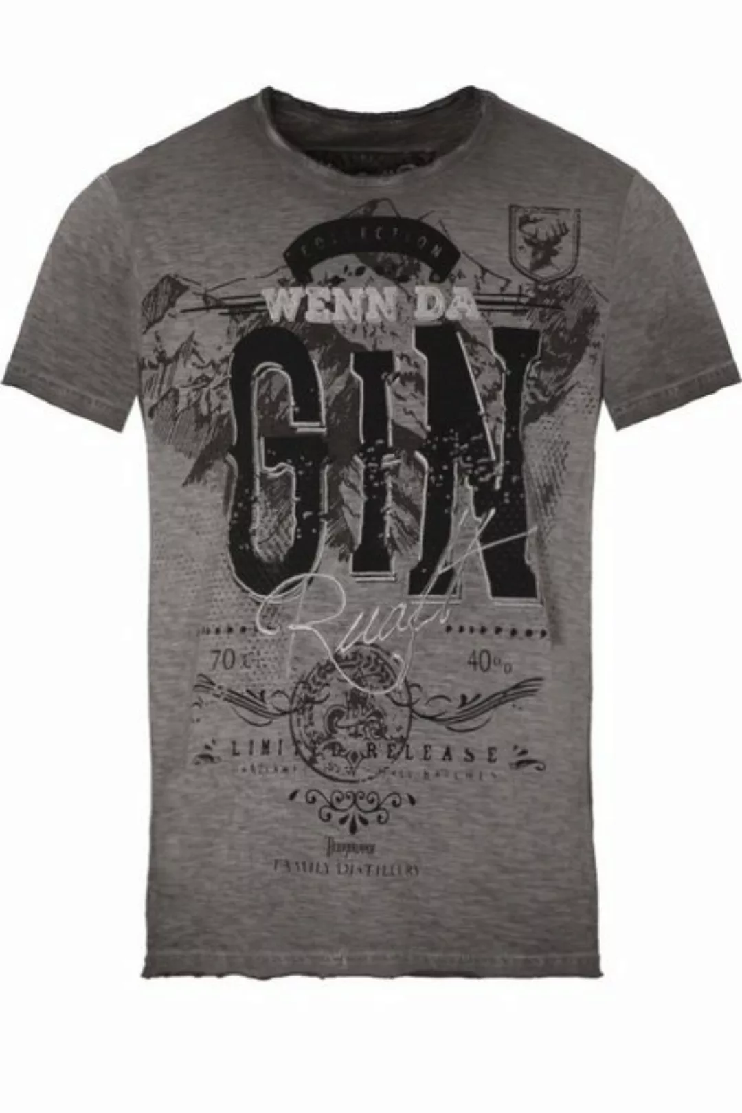 Hangowear Trachtenshirt Shirt Herren - GIN - dunkelgrau günstig online kaufen