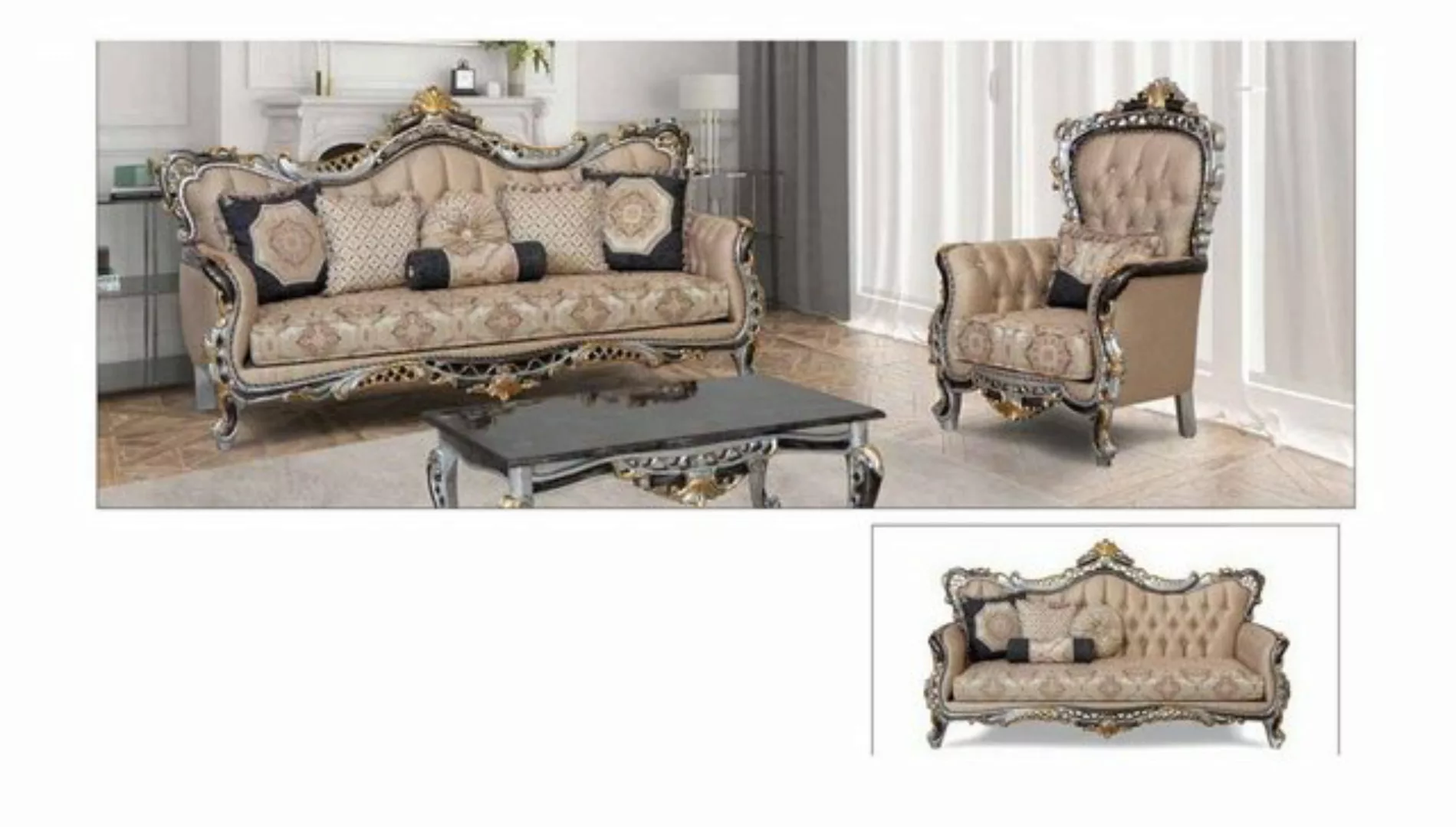 JVmoebel Sofa Sofagarnitur 3+1 Sitz Set Sofa Sessel Stoff Set Wohnzimmer 2t günstig online kaufen