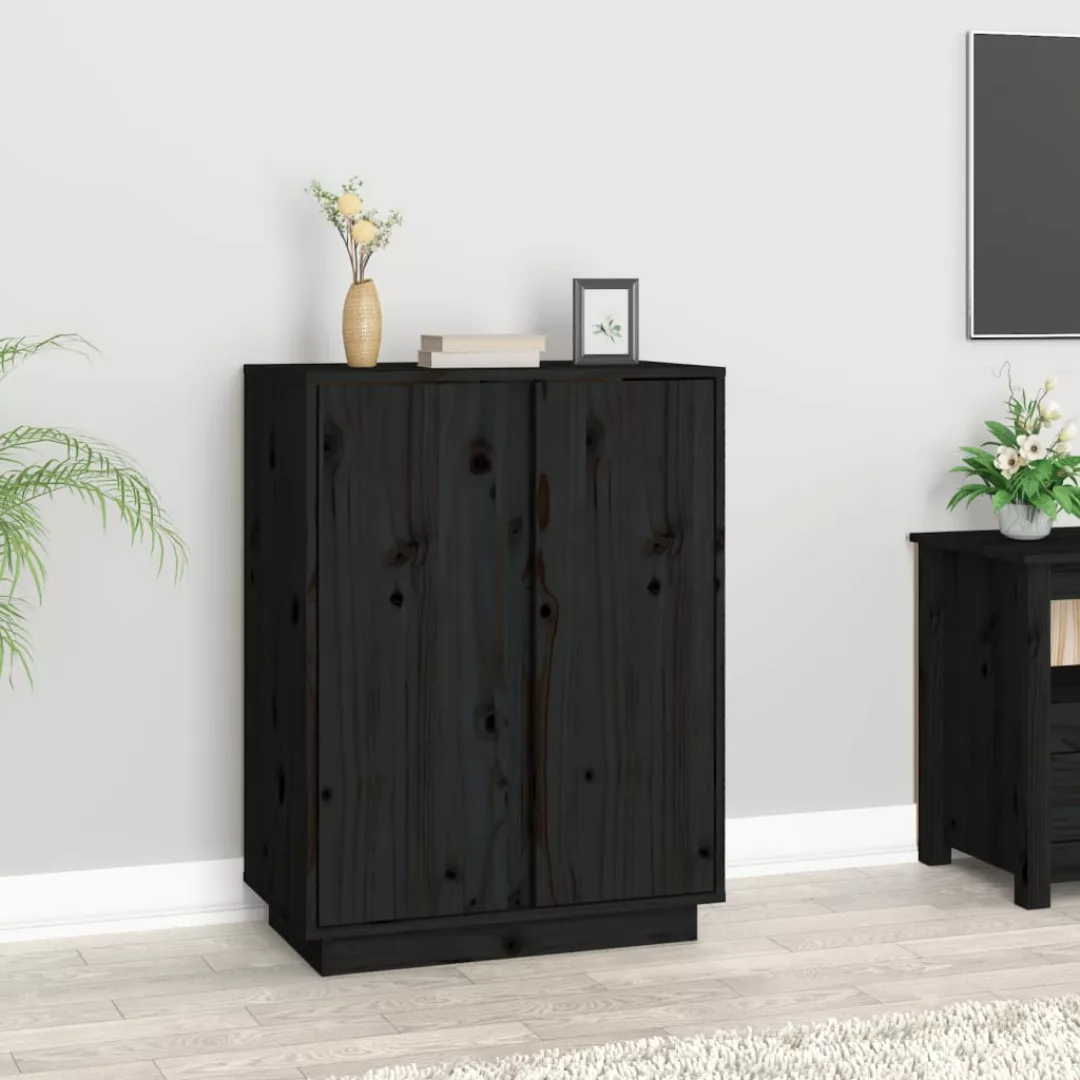 Vidaxl Sideboard Schwarz 60x35x80 Cm Massivholz Kiefer günstig online kaufen