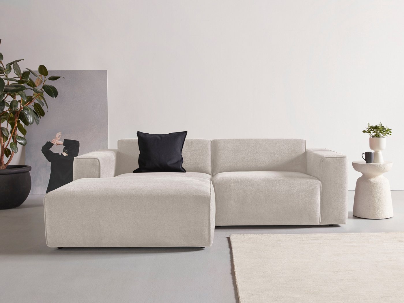 andas Ecksofa Noord, mit Kedernaht, Breite 234 cm, Cord, Struktur, Webstoff günstig online kaufen