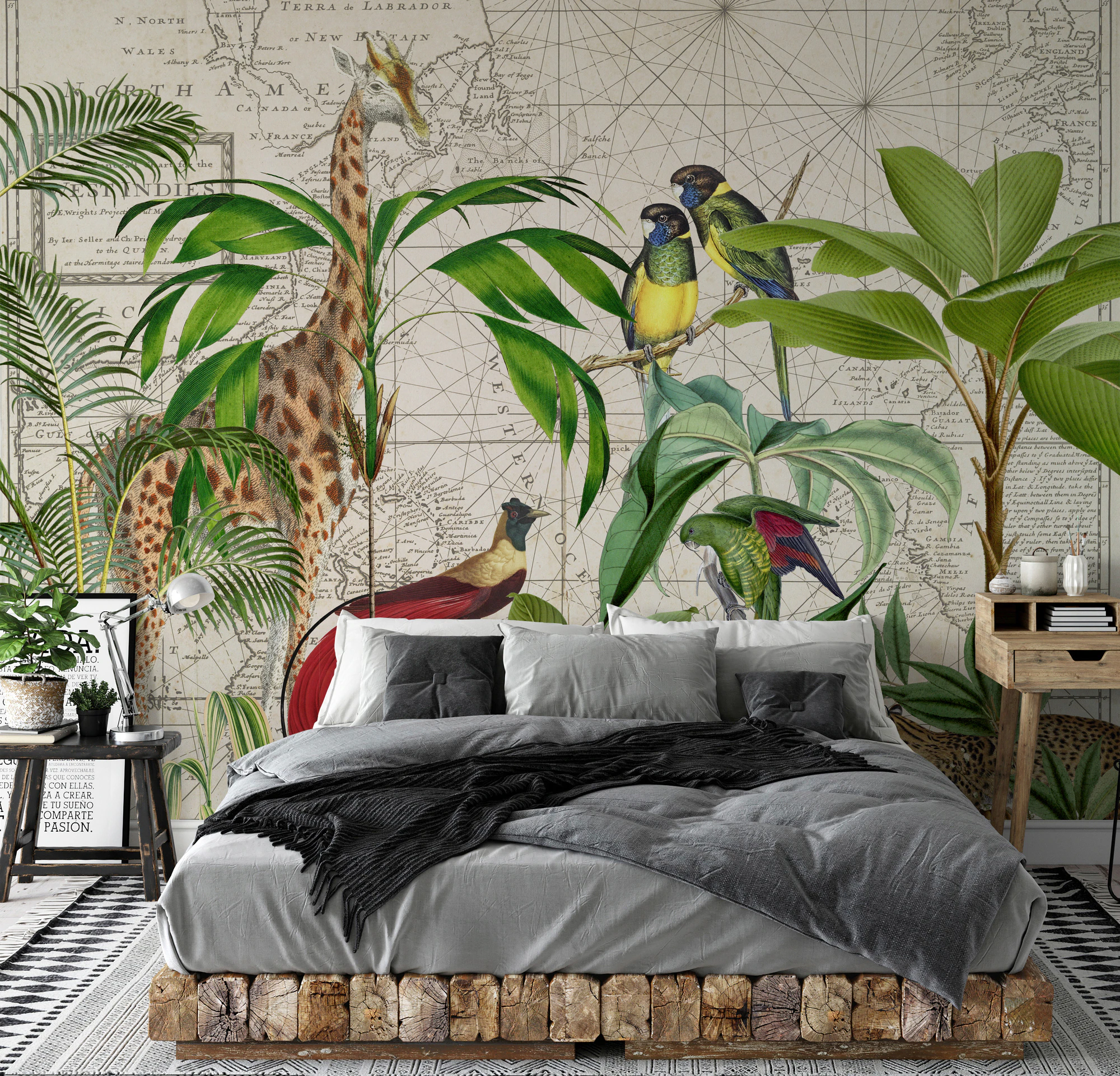 living walls Fototapete »ARTist Palm Tree Map«, Vlies, Wand, Schräge günstig online kaufen