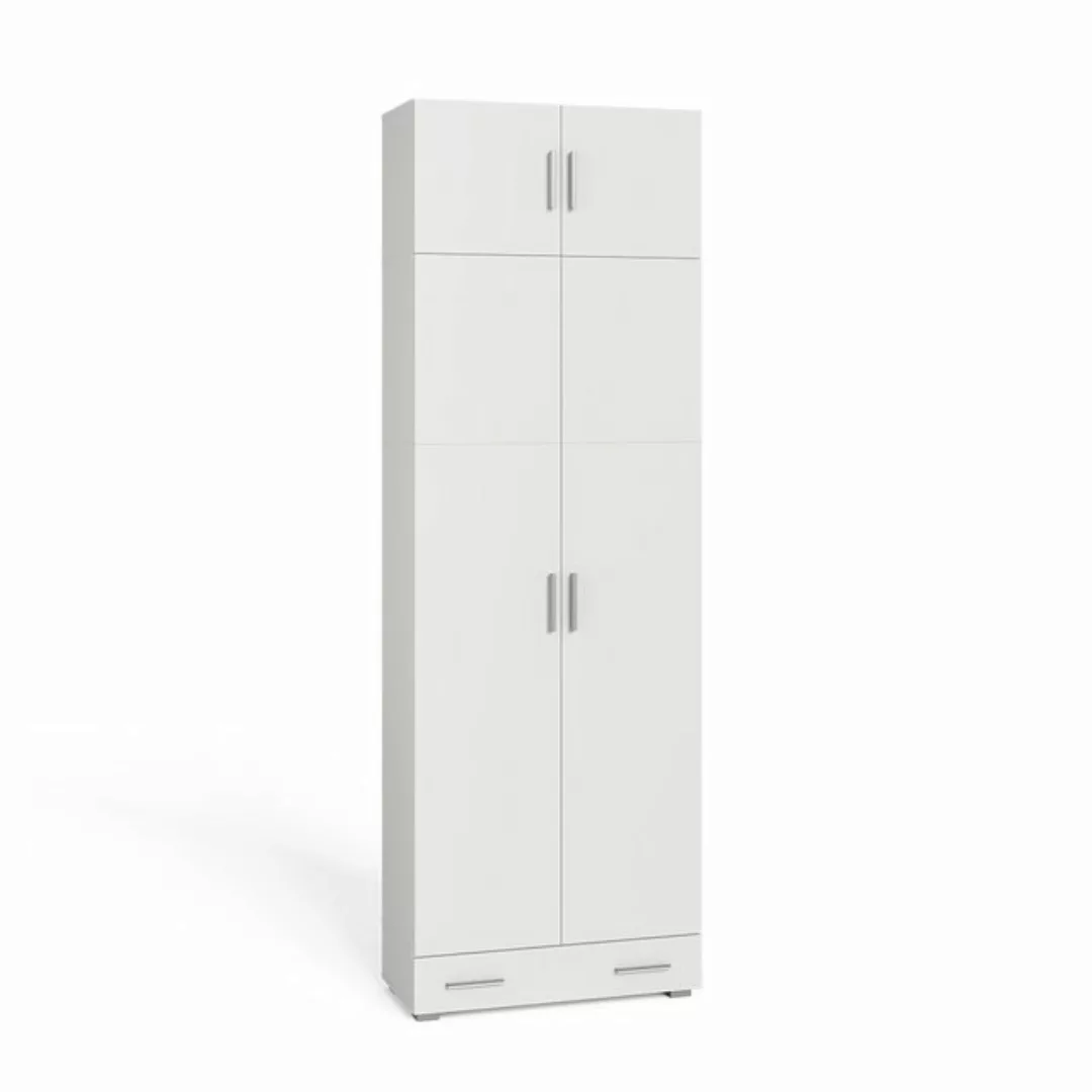 Vicco Aktenschrank Frank, Weiß, 80 x 240 cm mit Schrankaufsatz und Schublad günstig online kaufen