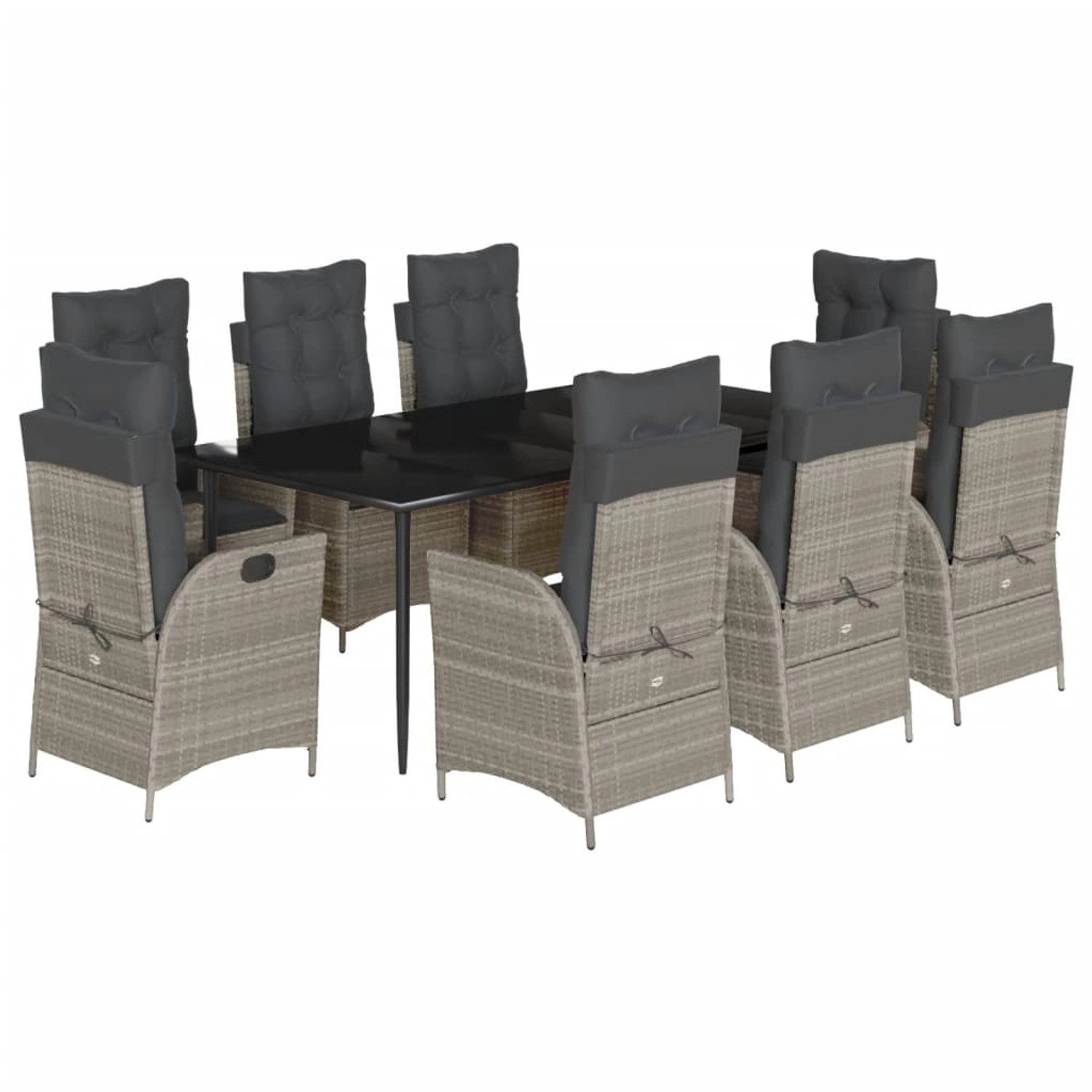 vidaXL 9-Tlg Garten-Essgruppe mit Kissen Hellgrau Poly Rattan 3213282 günstig online kaufen