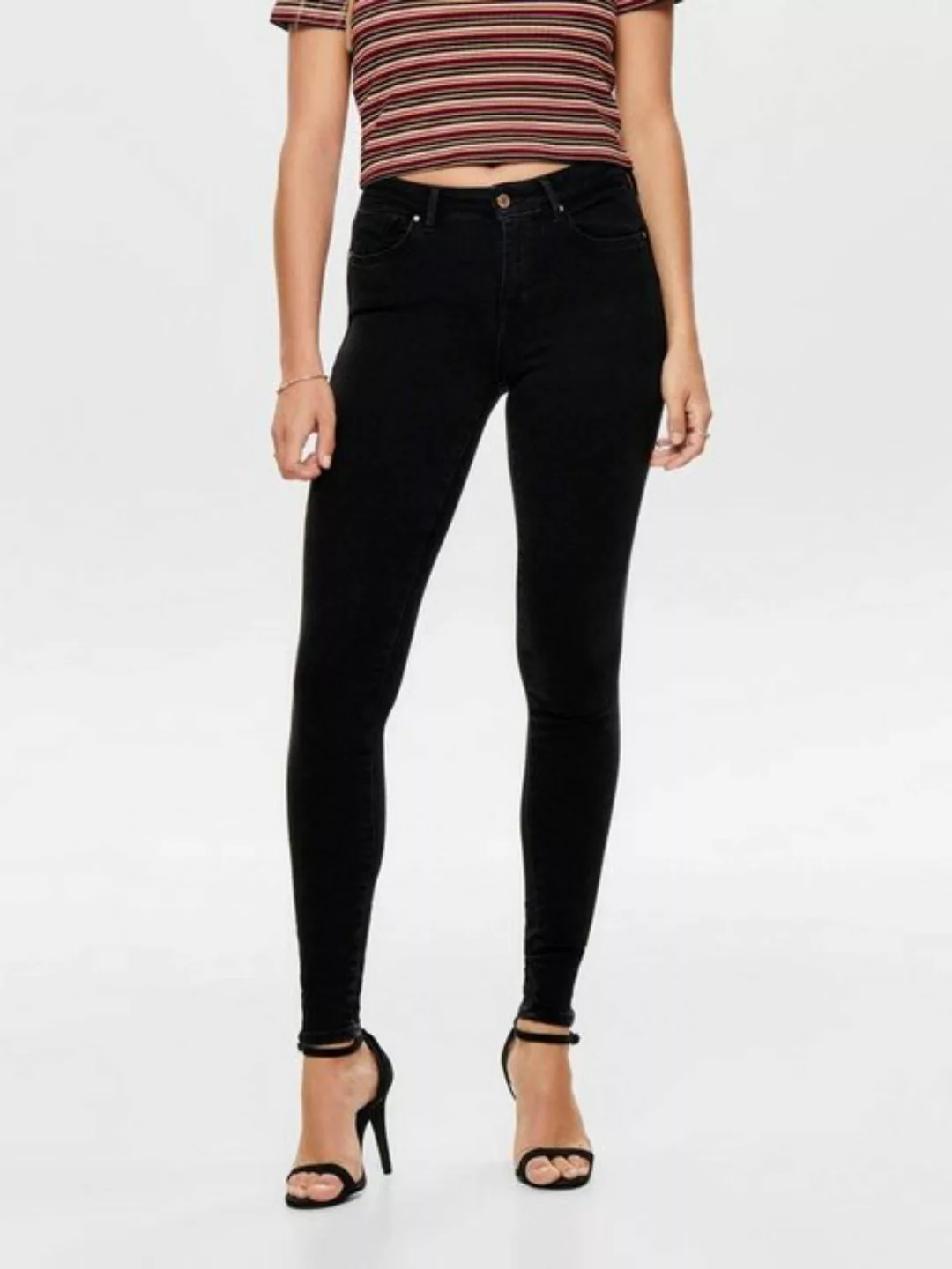 Only Damen Jeans ONLPOWER MID PUSH UP REA3659 - Skinny Fit - Schwarz - Blac günstig online kaufen