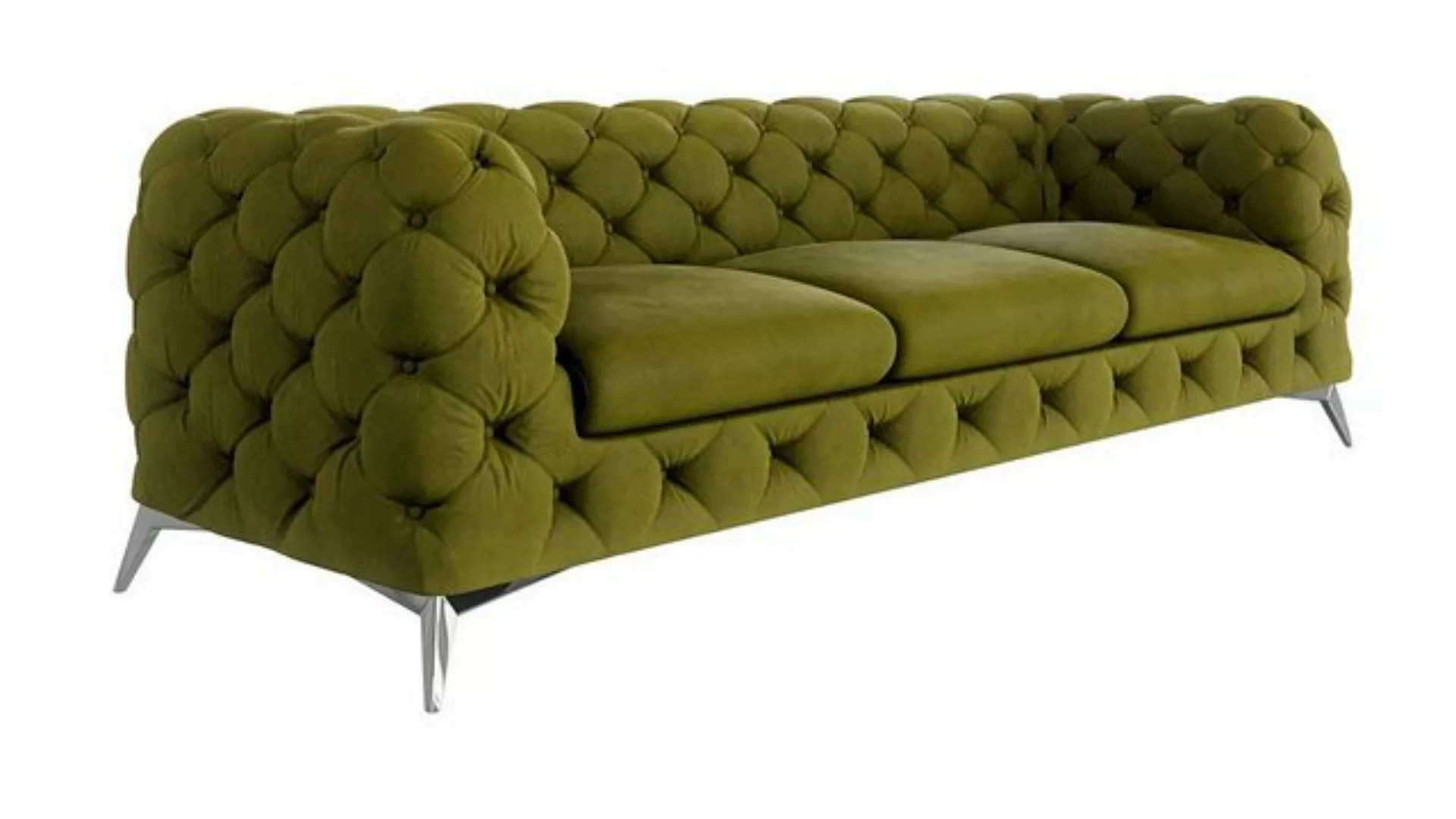 S-Style Möbel 3-Sitzer Chesterfield Sofa Kalina mit Silber Metall Füßen, mi günstig online kaufen