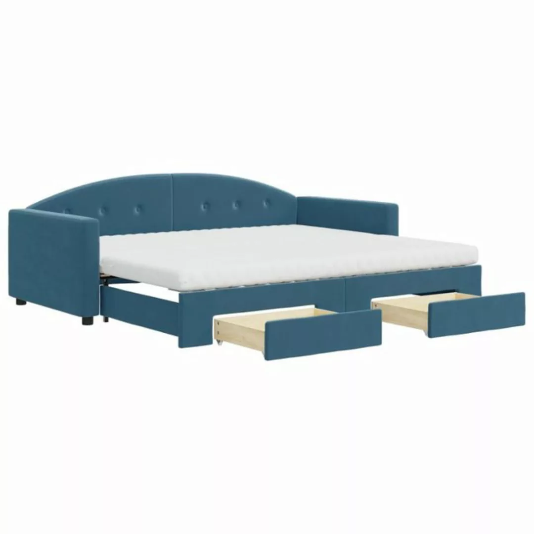 vidaXL Gästebett Gästebett Tagesbett mit Rollbett und Schubladen Blau 90x20 günstig online kaufen