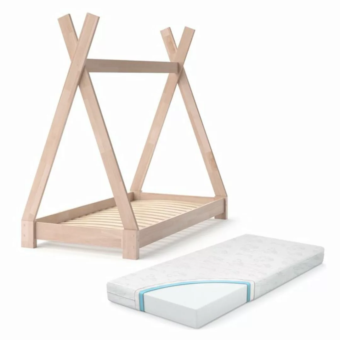 VitaliSpa® Kinderbett Tipi, Naturholz, 70x140 cm mit Matratze günstig online kaufen