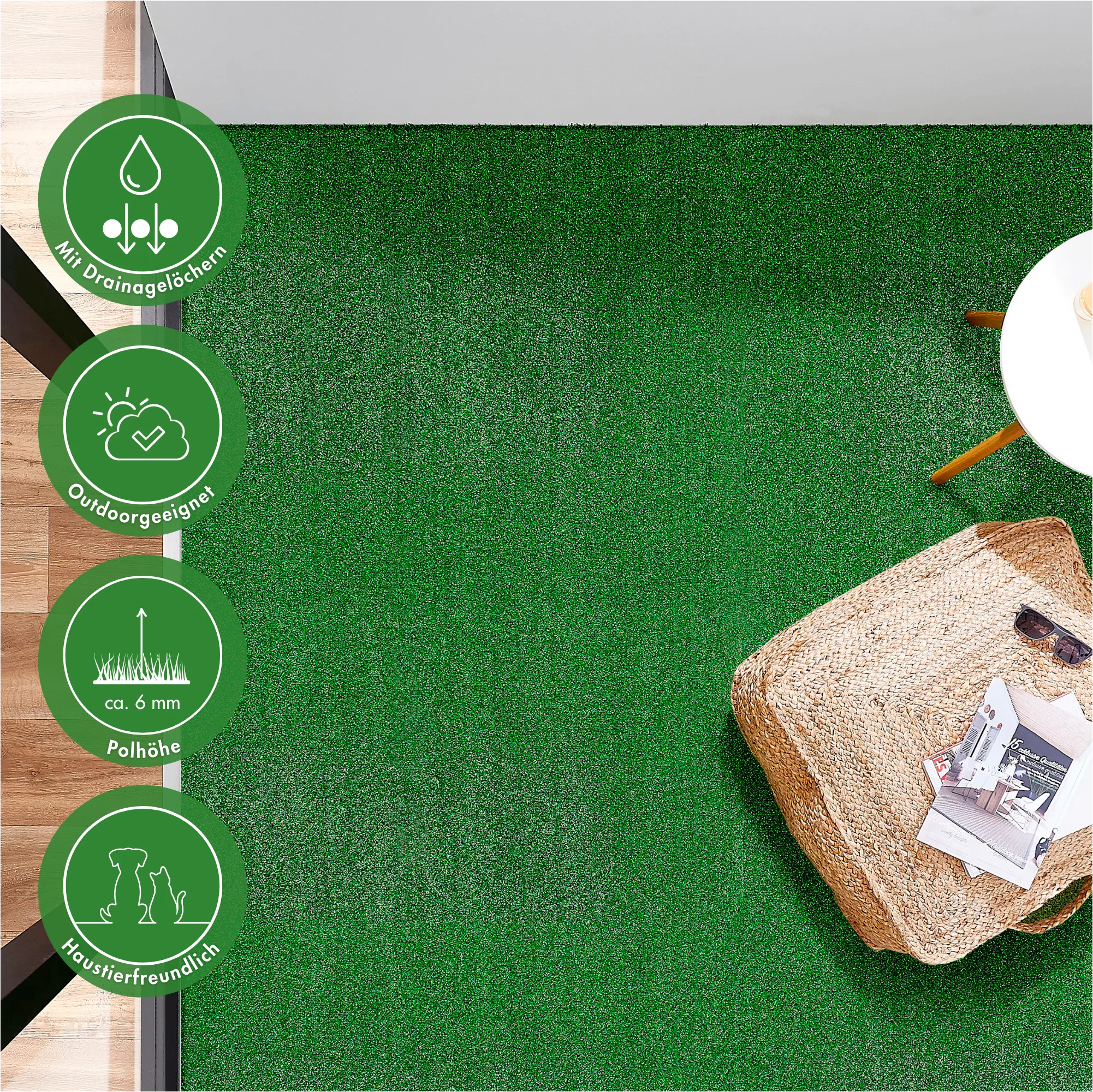 Andiamo Kunstrasen »La Gomera«, rechteckig, hochwertiger Rasenteppich, für günstig online kaufen
