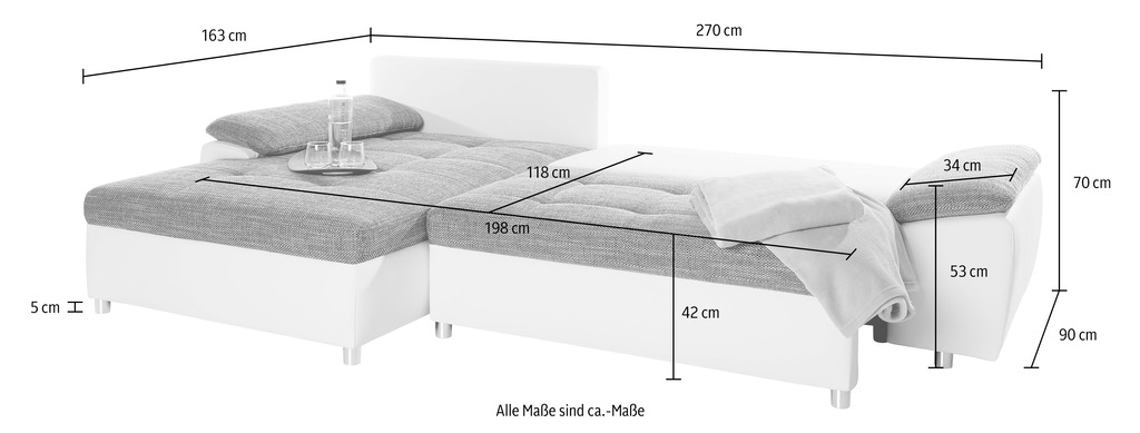 sit&more Ecksofa Labene, wahlweise mit Bettfunktion und Bettkasten, inkl. R günstig online kaufen