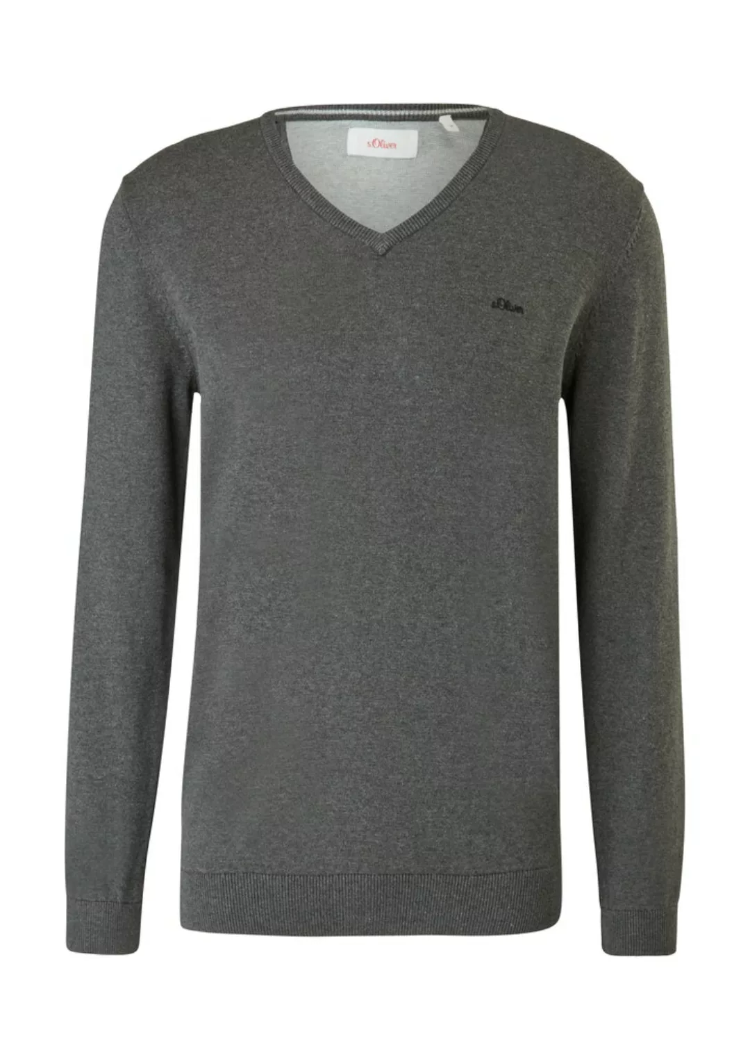 s.Oliver Strickpullover Pullover aus Feinstrick Logo günstig online kaufen