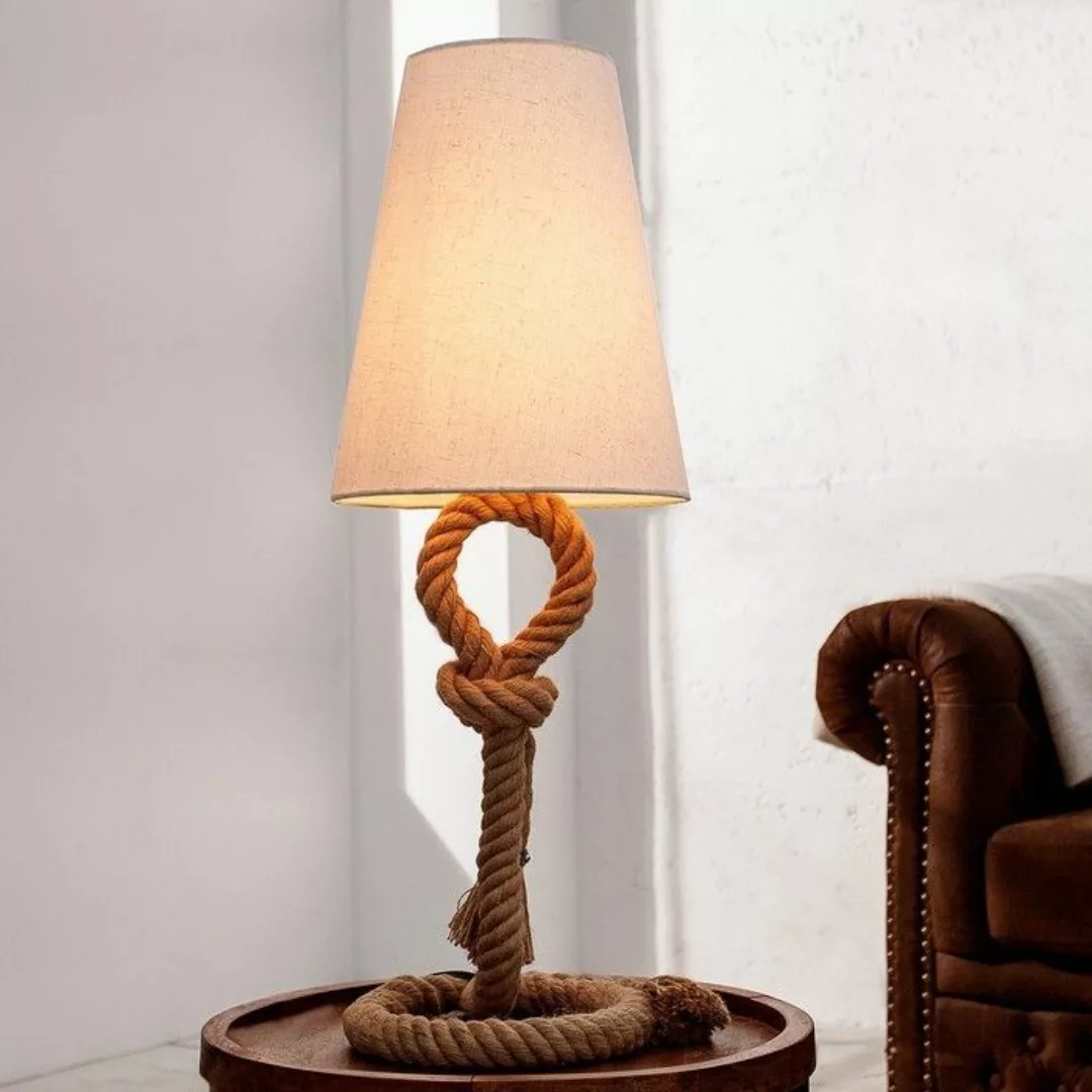 XL Tischlampe SCHIFFSTAU Beige mit Knoten & Schlaufen aus Manilahanf handge günstig online kaufen