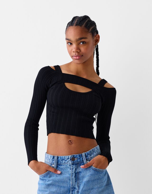 Bershka Bolero-Pullover Bskteen S Schwarz günstig online kaufen