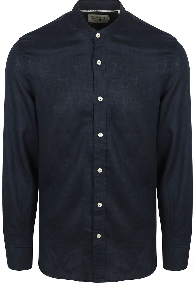 Scotch and Soda Leinen  Mao Hemd Navy - Größe XL günstig online kaufen