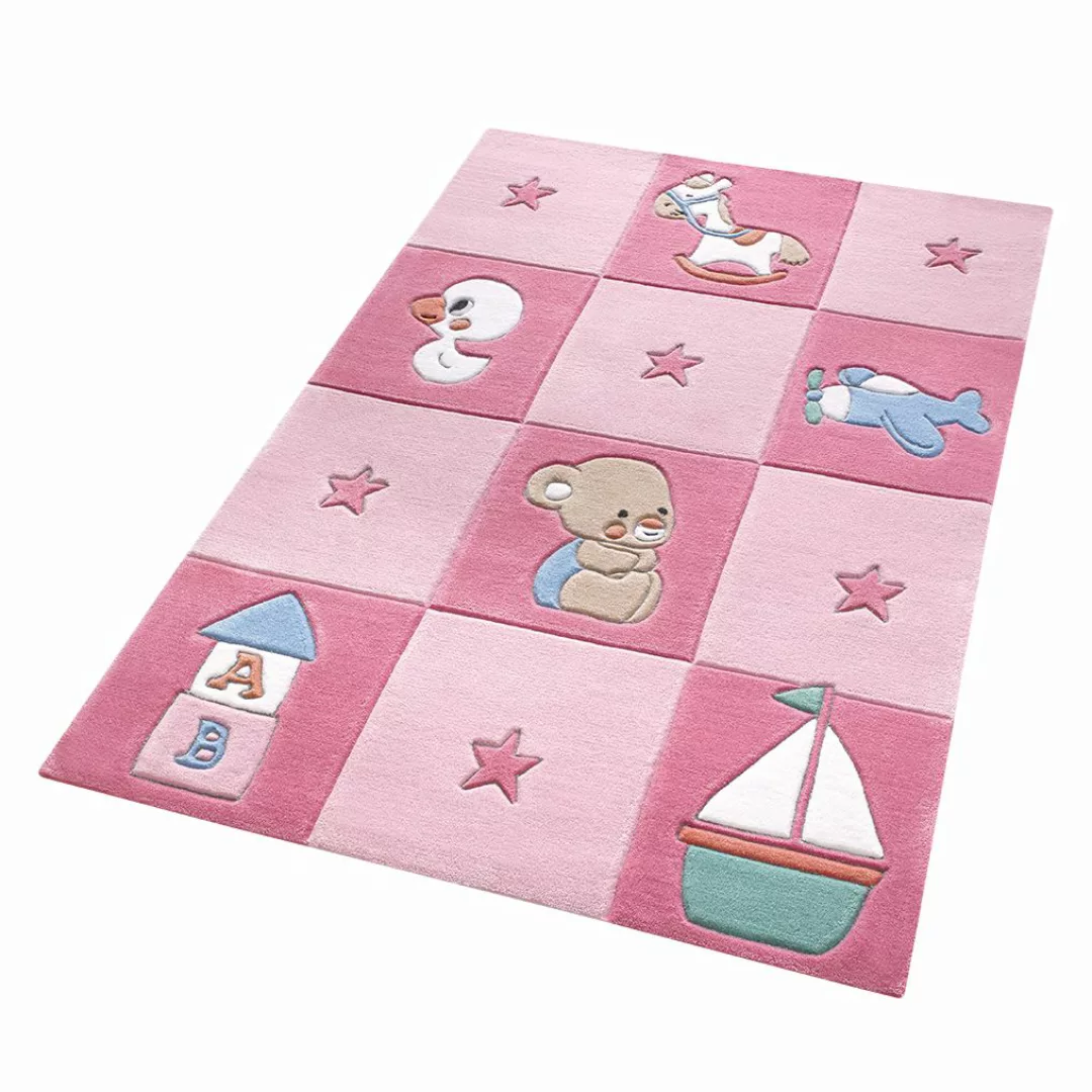 home24 SMART KIDS Babyteppich Newborn Rosa mit Motiv Kunstfaser 110x1x170 c günstig online kaufen