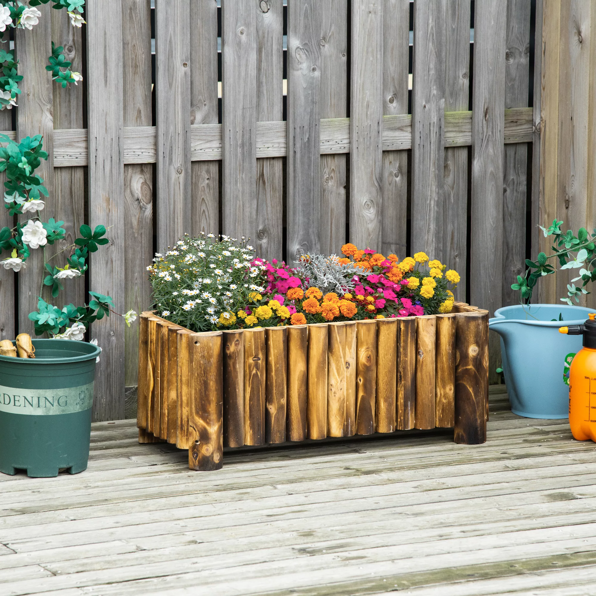 Outsunny Hochbeet Blumenbeet, Tannenholz (Blumenkasten, 1 günstig online kaufen