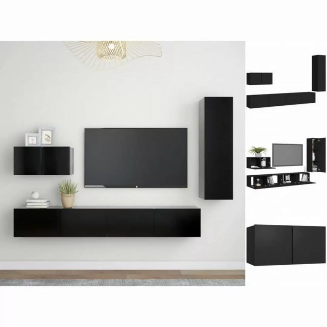 vidaXL TV-Schrank 4-tlg TV-Schrank-Set Schwarz Spanplatte günstig online kaufen