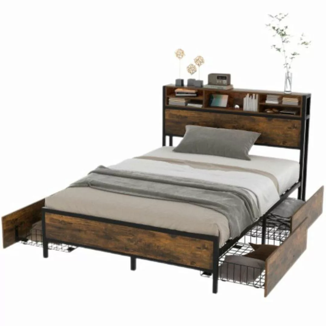 TavilaEcon Metallbett Flachbett Doppelbett Jugendbett Erwachsenebett mit 4 günstig online kaufen