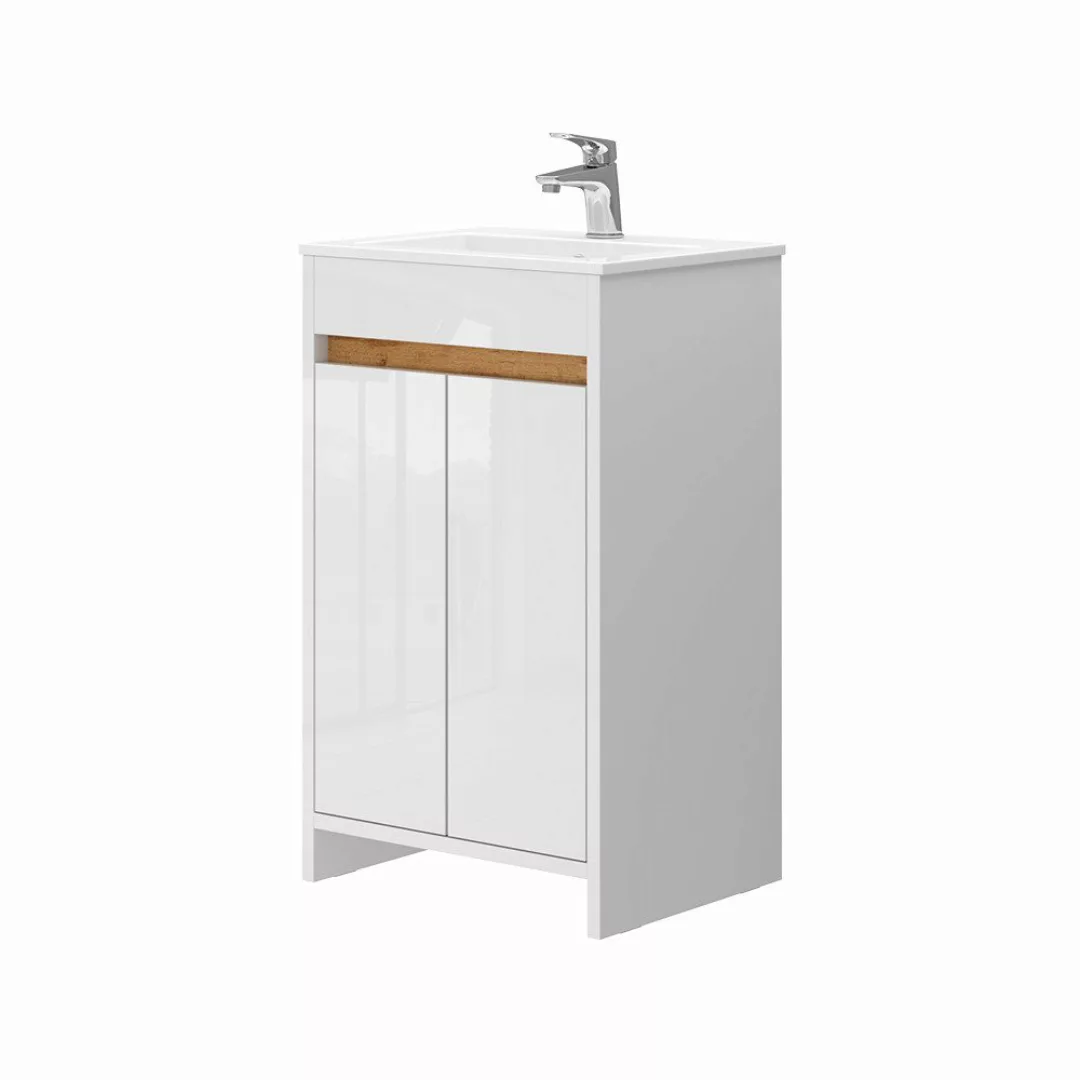 Vicco Badmöbel-Set Lemgo Weiß/Weiß HG 2 günstig online kaufen