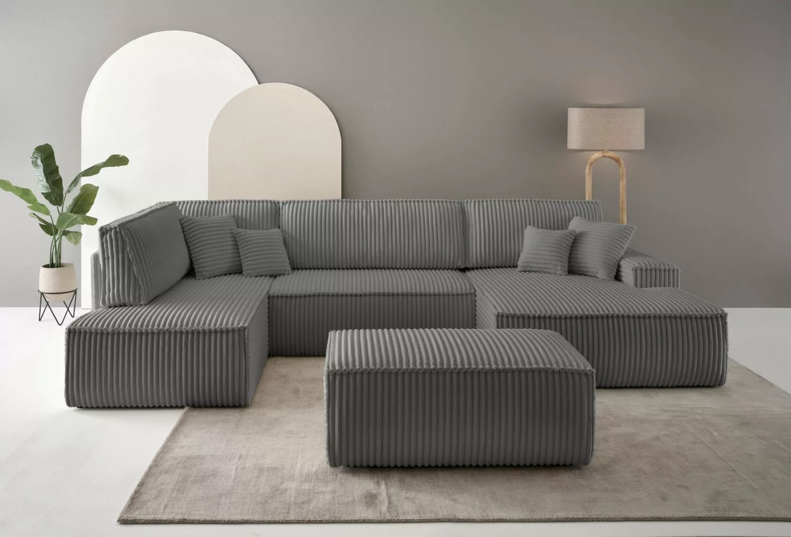 andas Wohnlandschaft FINNLEY U-Form XXL 329 cm, Schlafsofa, Schlaffunktion günstig online kaufen