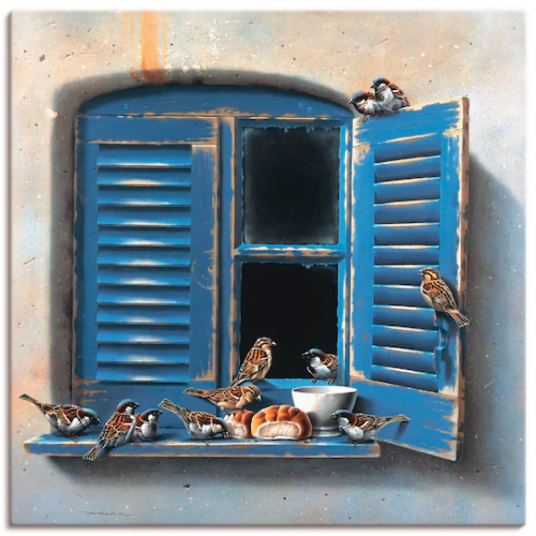 Artland Wandbild "Vogelbesuch II", Fenster & Türen, (1 St.), als Leinwandbi günstig online kaufen