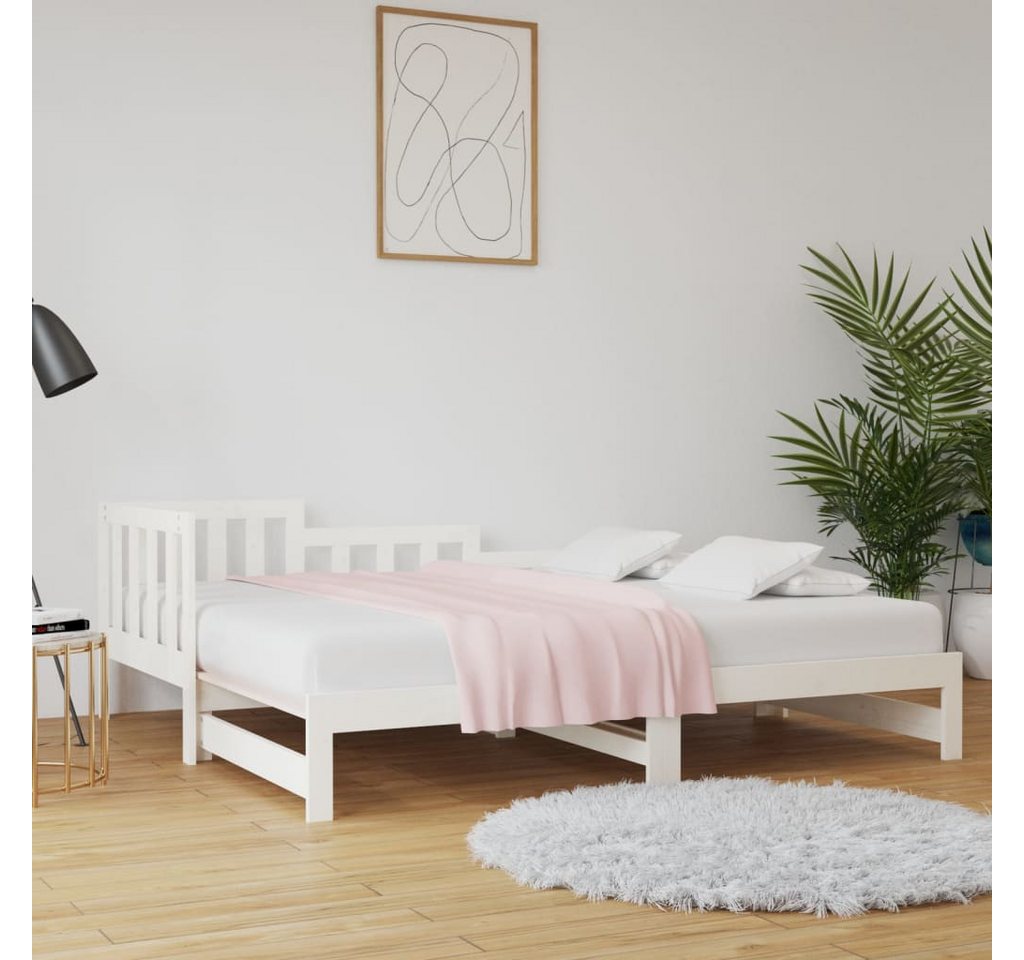 vidaXL Gästebett Tagesbett Ausziehbar Weiß 2x90x200 cm Massivholz Kiefer Be günstig online kaufen