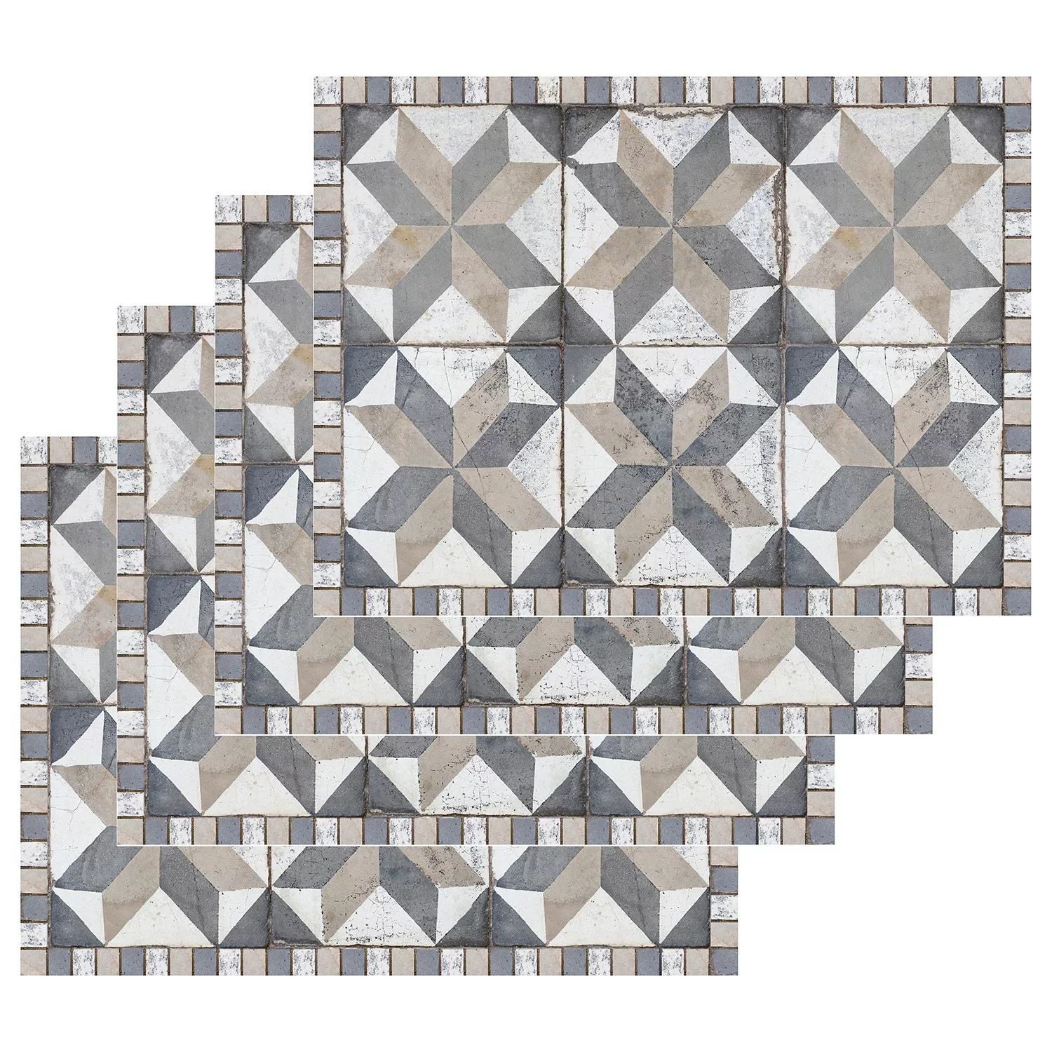 Contento Platzset »Matteo, Tiles used style blue-beige«, (Set, 4 St.) günstig online kaufen
