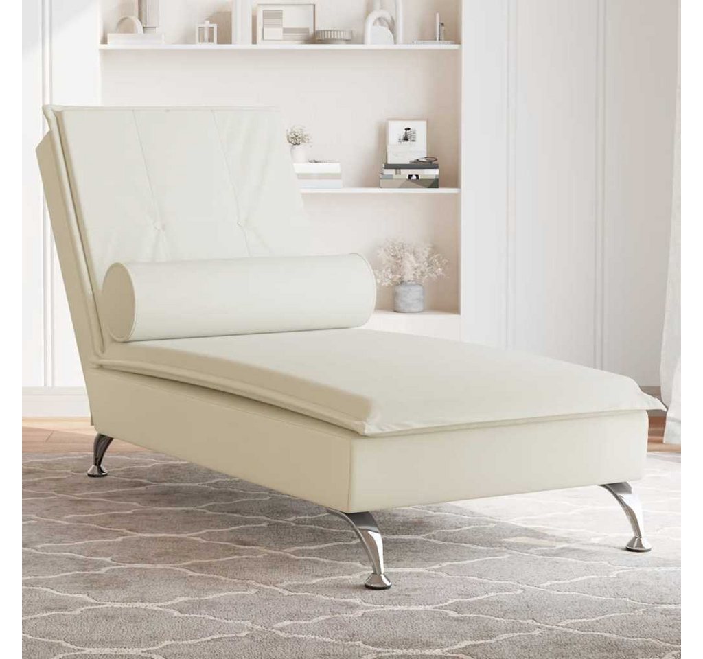 vidaXL Chaiselongue, Massage-Chaiselongue mit Nackenrolle Creme Samt günstig online kaufen