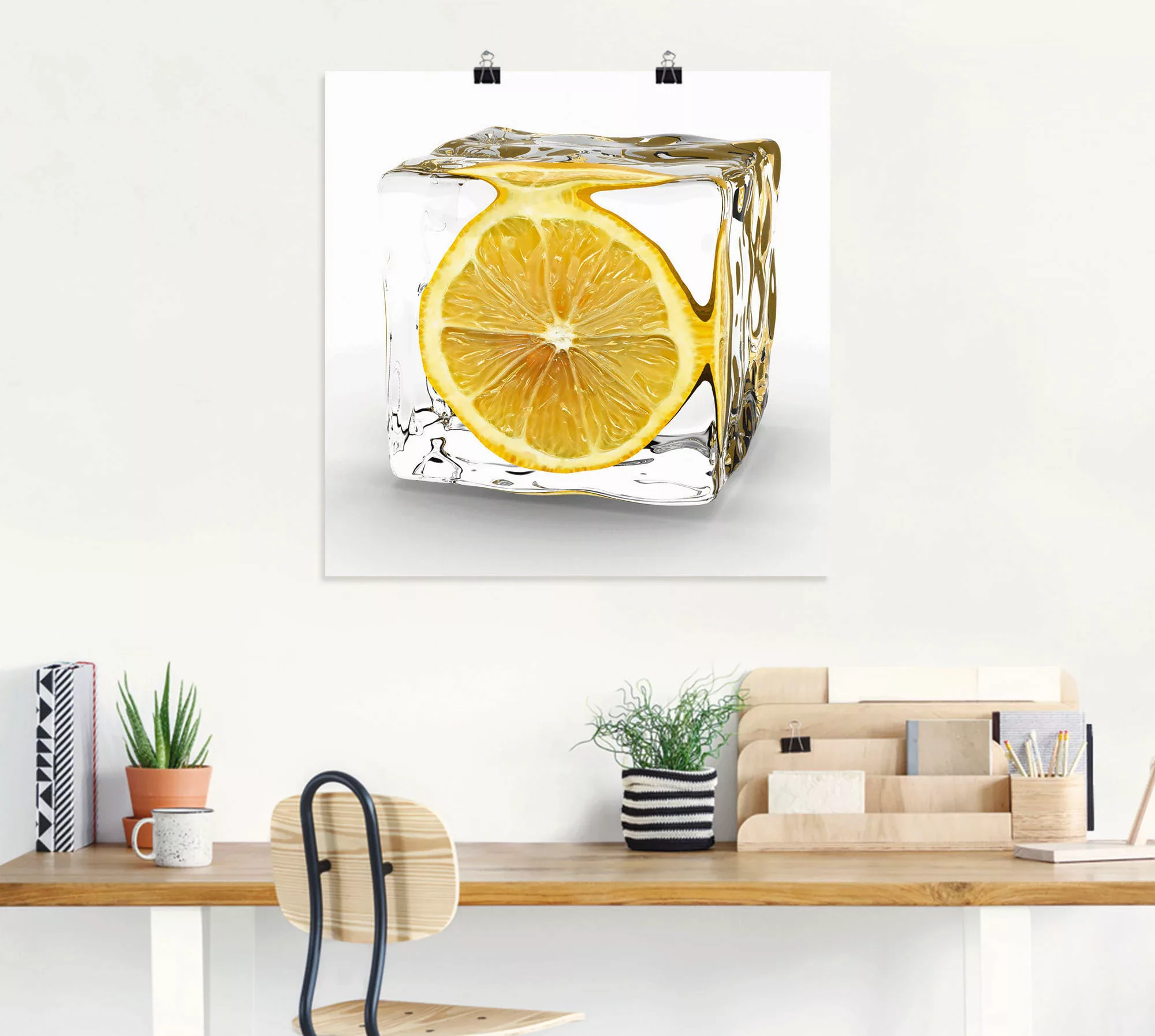 Artland Wandbild "Zitrone im Eiswürfel", Lebensmittel, (1 St.), als Leinwan günstig online kaufen