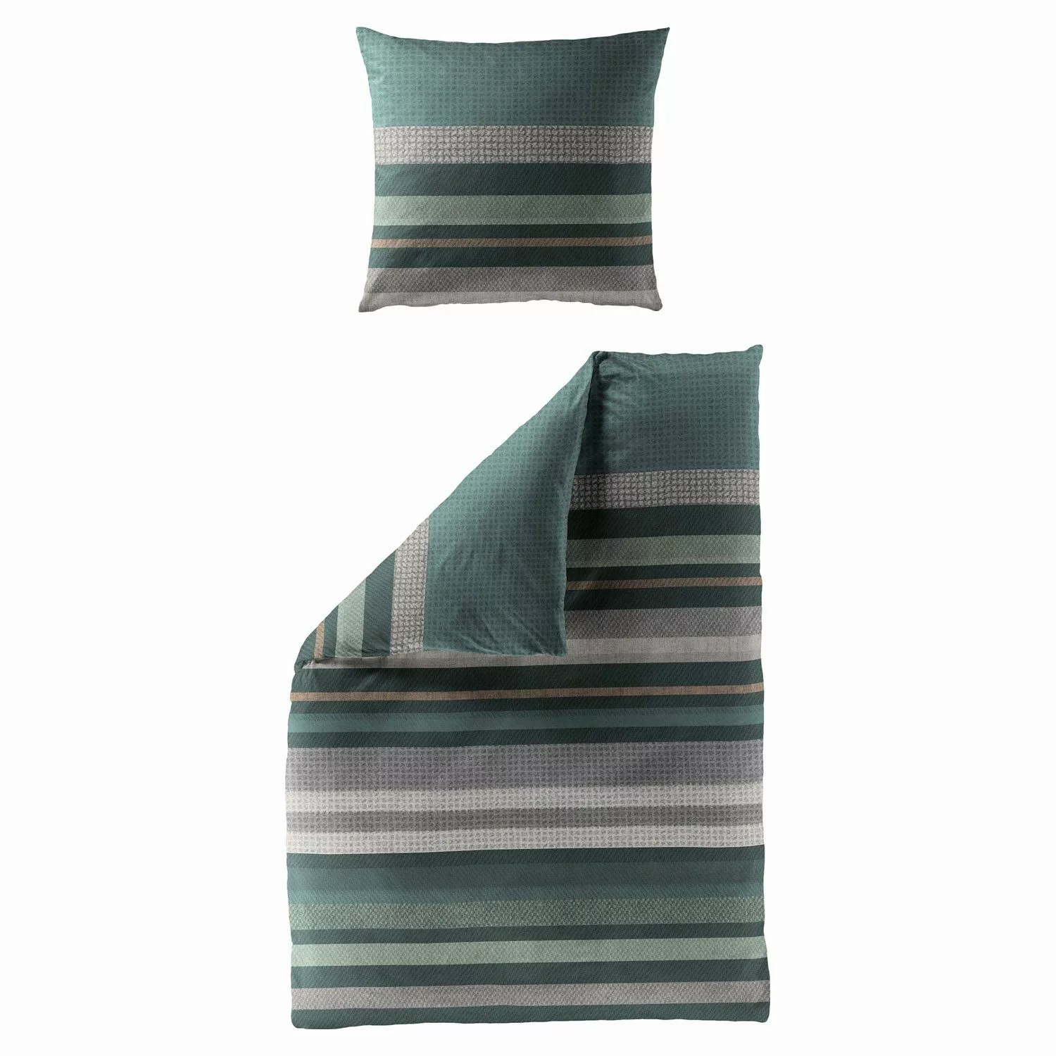 BIERBAUM Bettwäsche Mako-Satin-Bettwäsche YURIEL, Grün, Grau, günstig online kaufen
