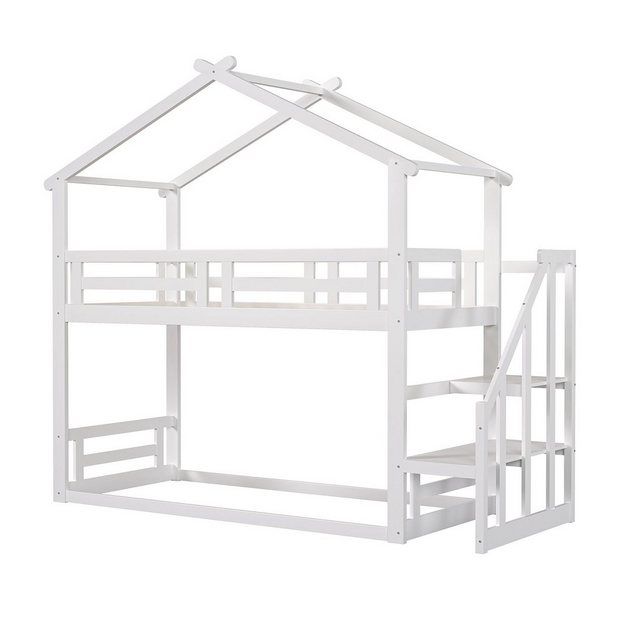 Flieks Etagenbett, Kinderbett Hochbett mit oberem Lattenrost und Treppe 90x günstig online kaufen