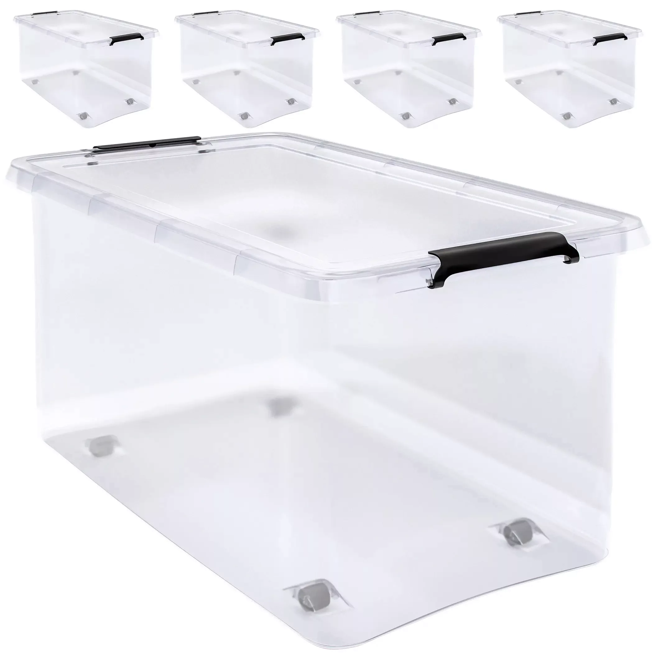 Aufbewahrungsbox 4er-Set Transparent 60x40x35cm 60L stapelbar günstig online kaufen