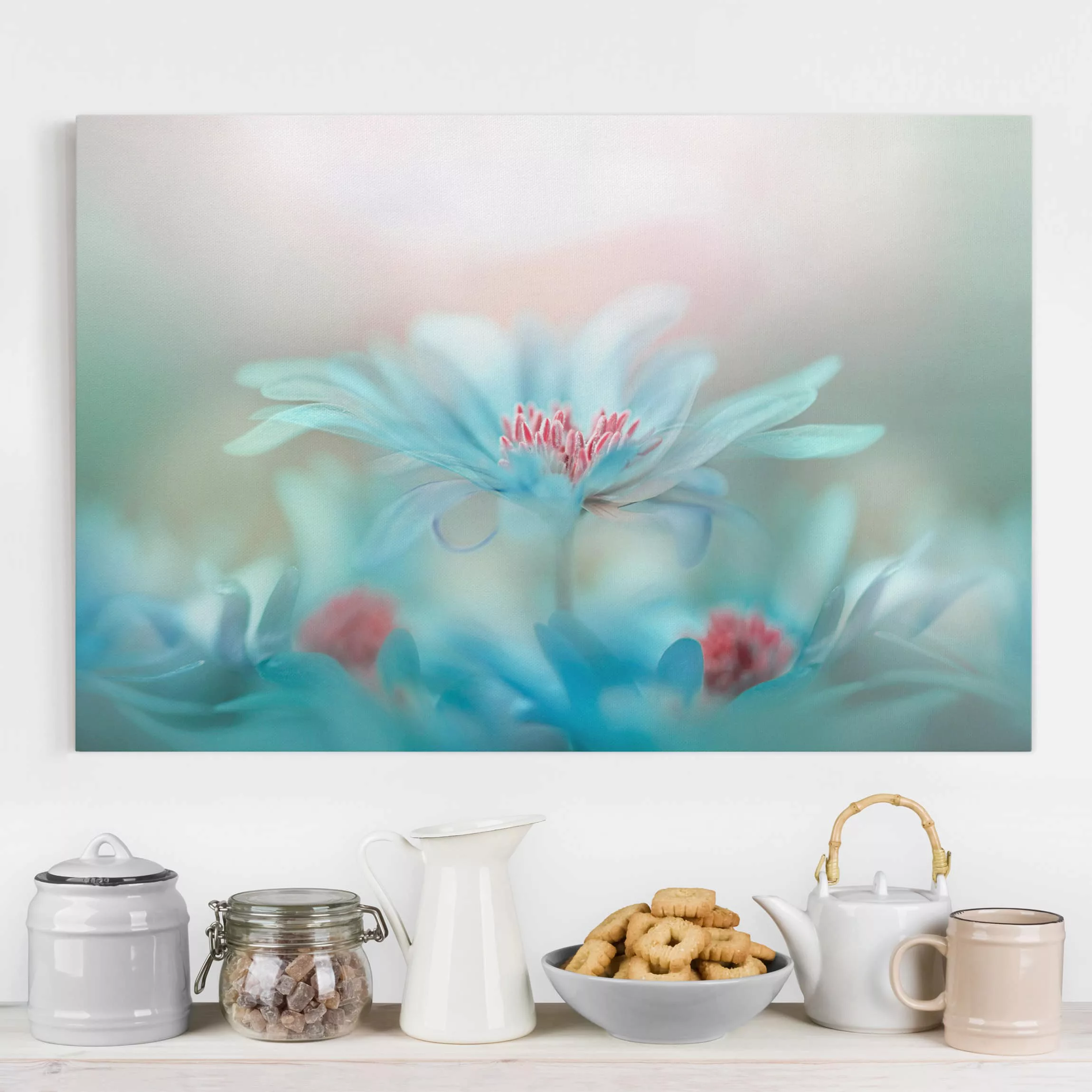 Leinwandbild Blumen - Querformat Zarte Blüten in Pastell günstig online kaufen