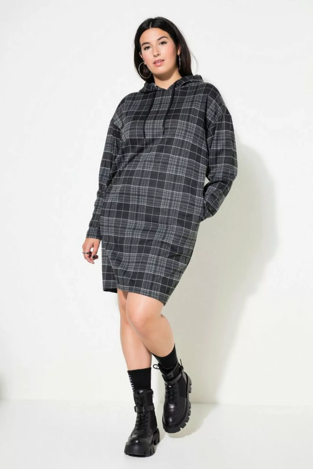 Studio Untold Jerseykleid Midikleid oversized Jersey Karo Kapuze Langarm günstig online kaufen