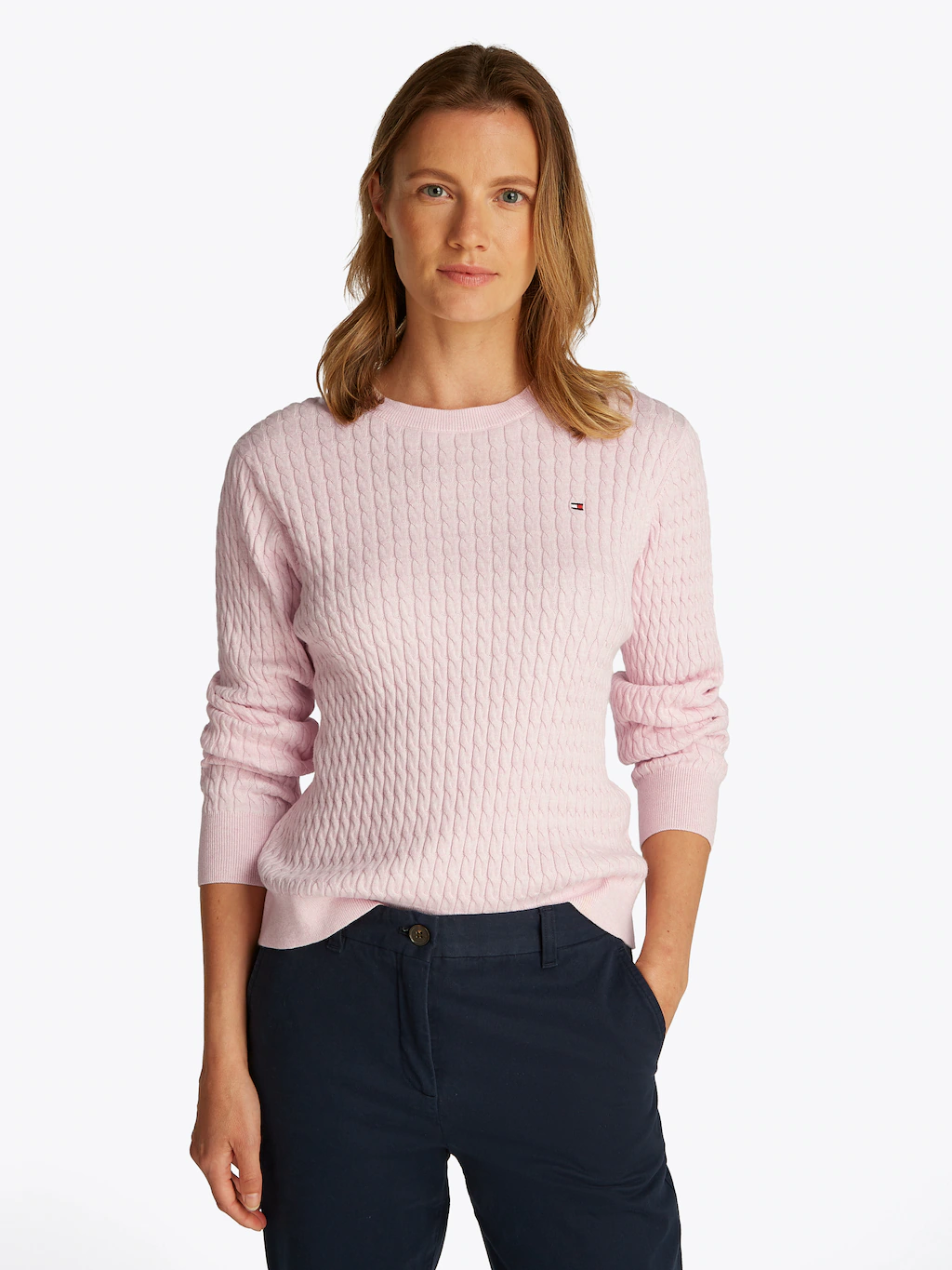 Tommy Hilfiger Rundhalspullover "CO CABLE C-NK LS SWEATER", mit Zopfmuster günstig online kaufen