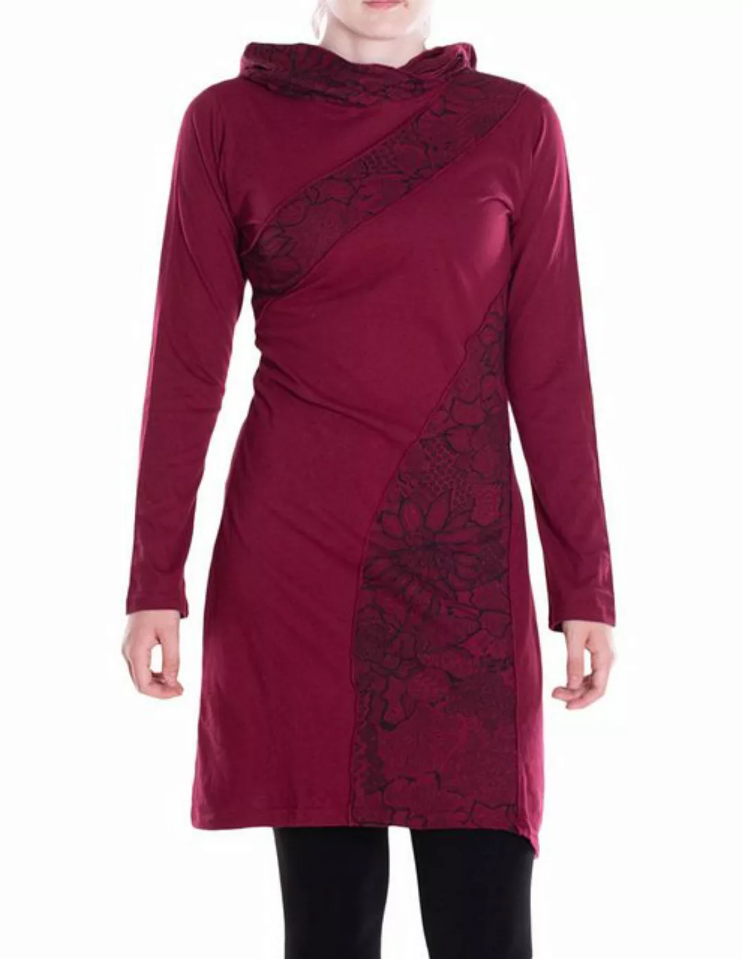 Vishes Tunikakleid Damen Spitzen-Kleid Blumen-kleid Lang-arm Rundhals Kapuz günstig online kaufen