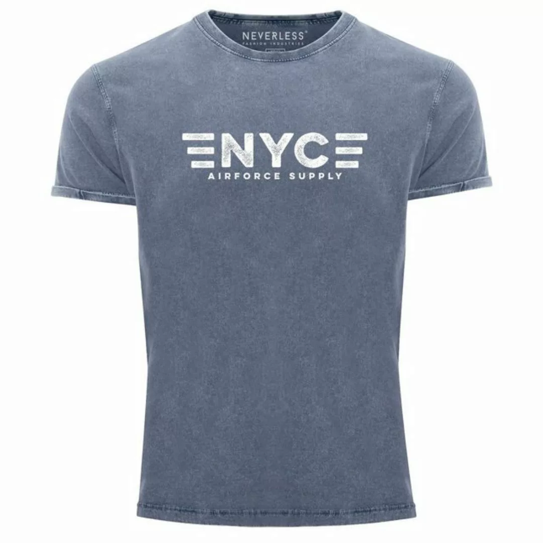 Neverless Print-Shirt Herren Vintage Shirt Aufdruck NYC New York City Airfo günstig online kaufen