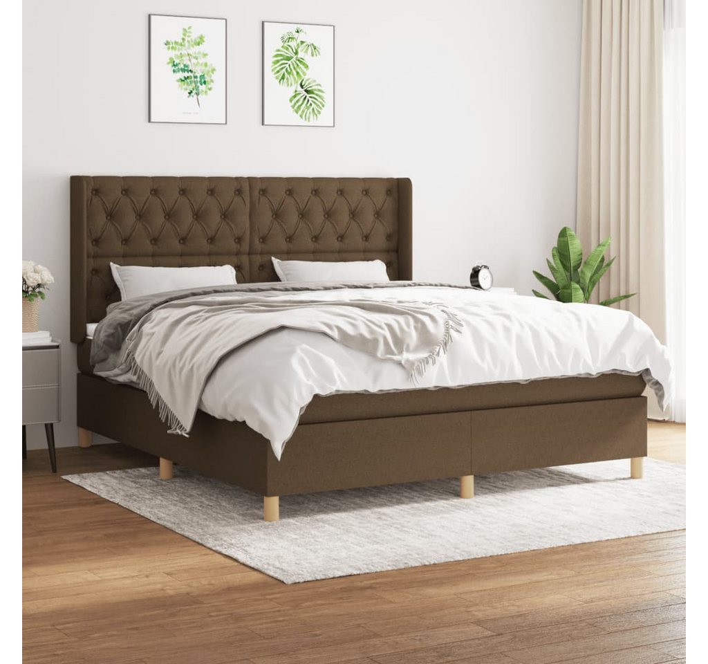 vidaXL Boxspringbett Boxspringbett mit Matratze Dunkelbraun 160x200 cm Stof günstig online kaufen