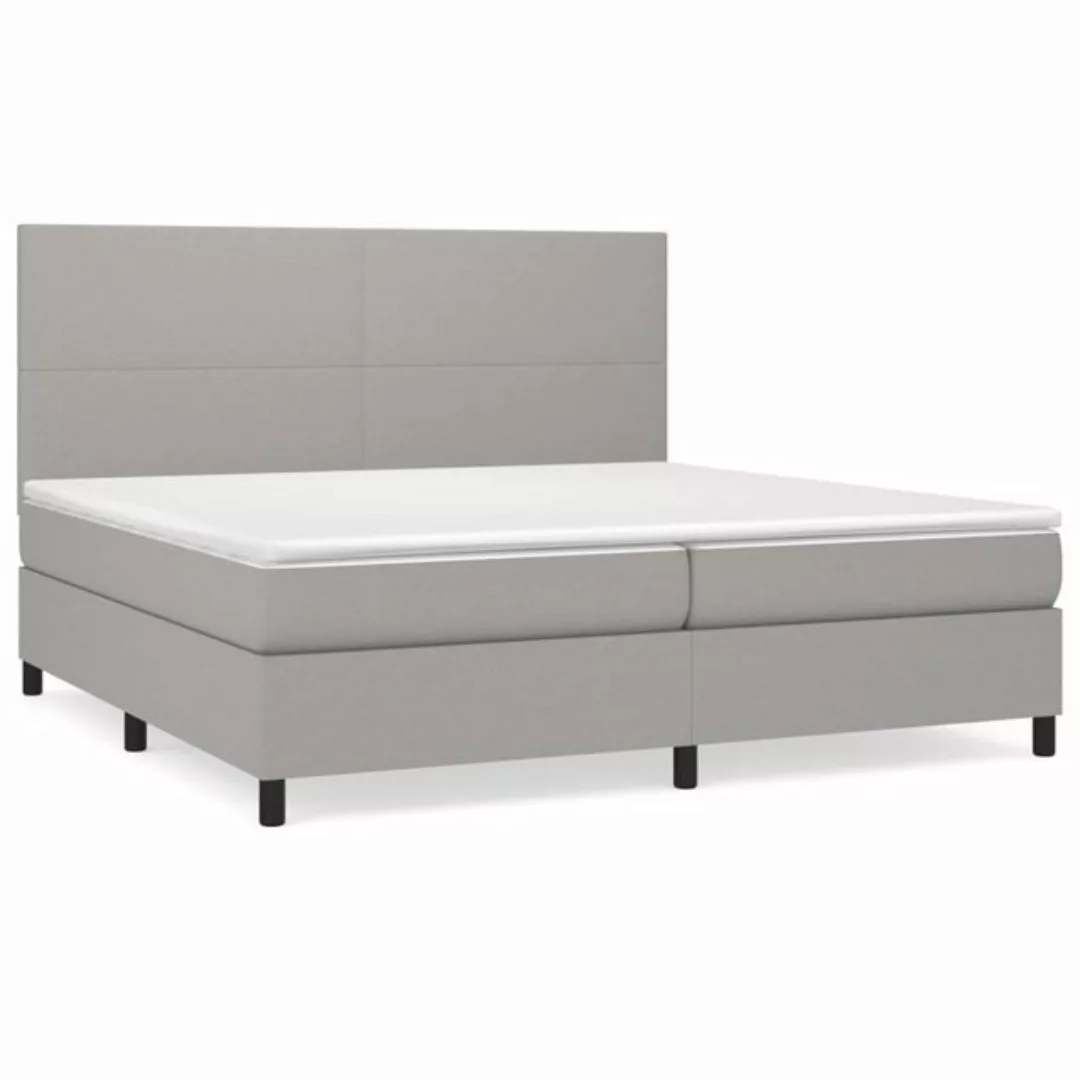 vidaXL Boxspringbett Boxspringbett mit Matratze Hellgrau 200x200 cm Stoff B günstig online kaufen