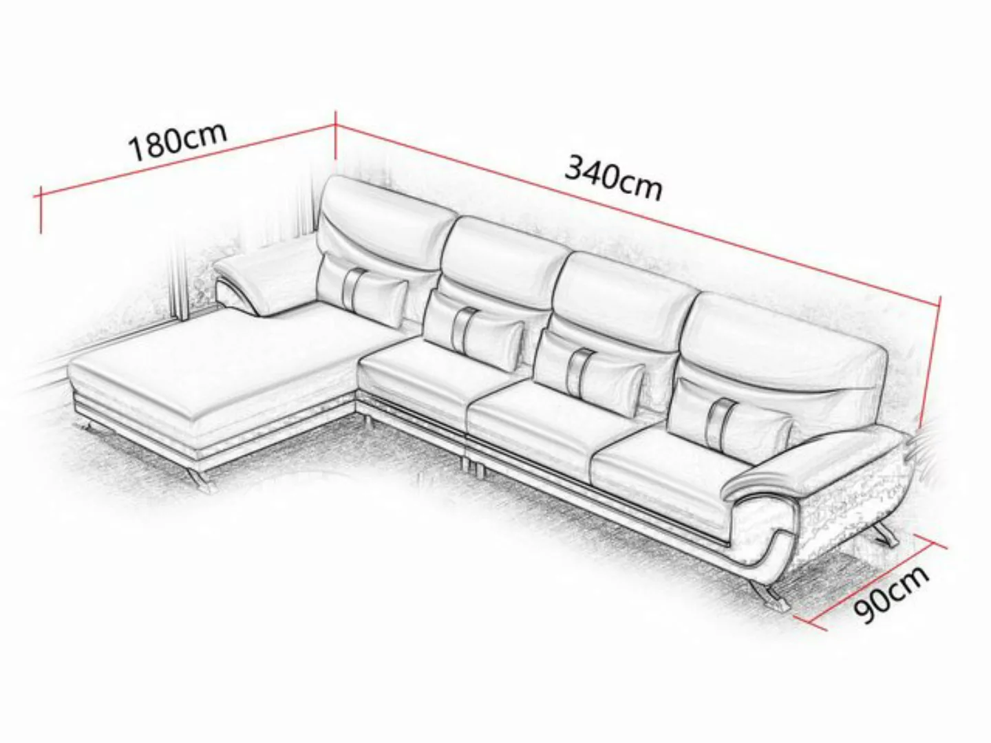 Xlmoebel Ecksofa Wohnzimmer Ecksofa mit Lederpolsterung in L-Form - Moderne günstig online kaufen