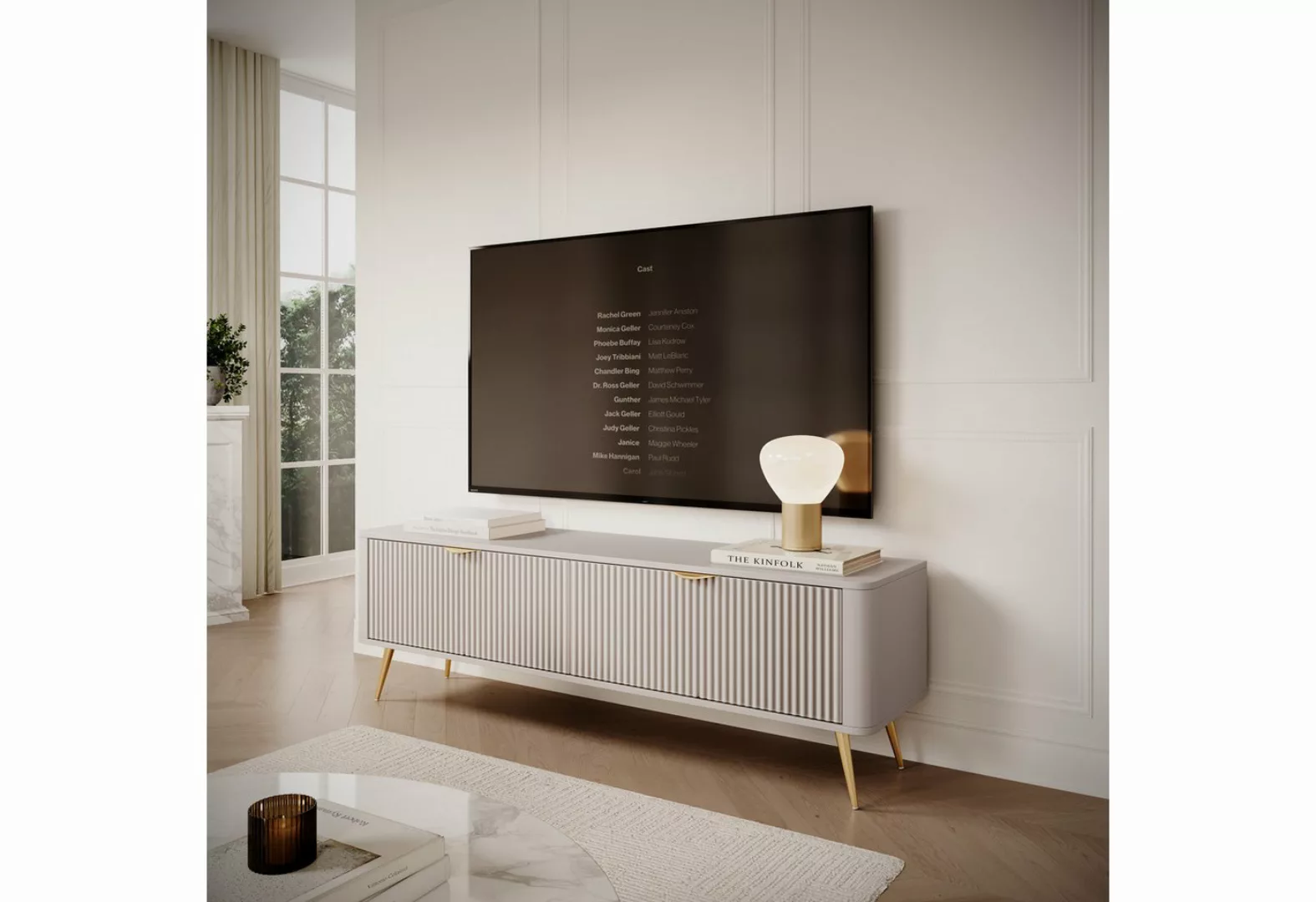 Furnix TV-Schrank Katine 163 cm Lowboard mit zwei Schränken Metallfüße in 2 günstig online kaufen