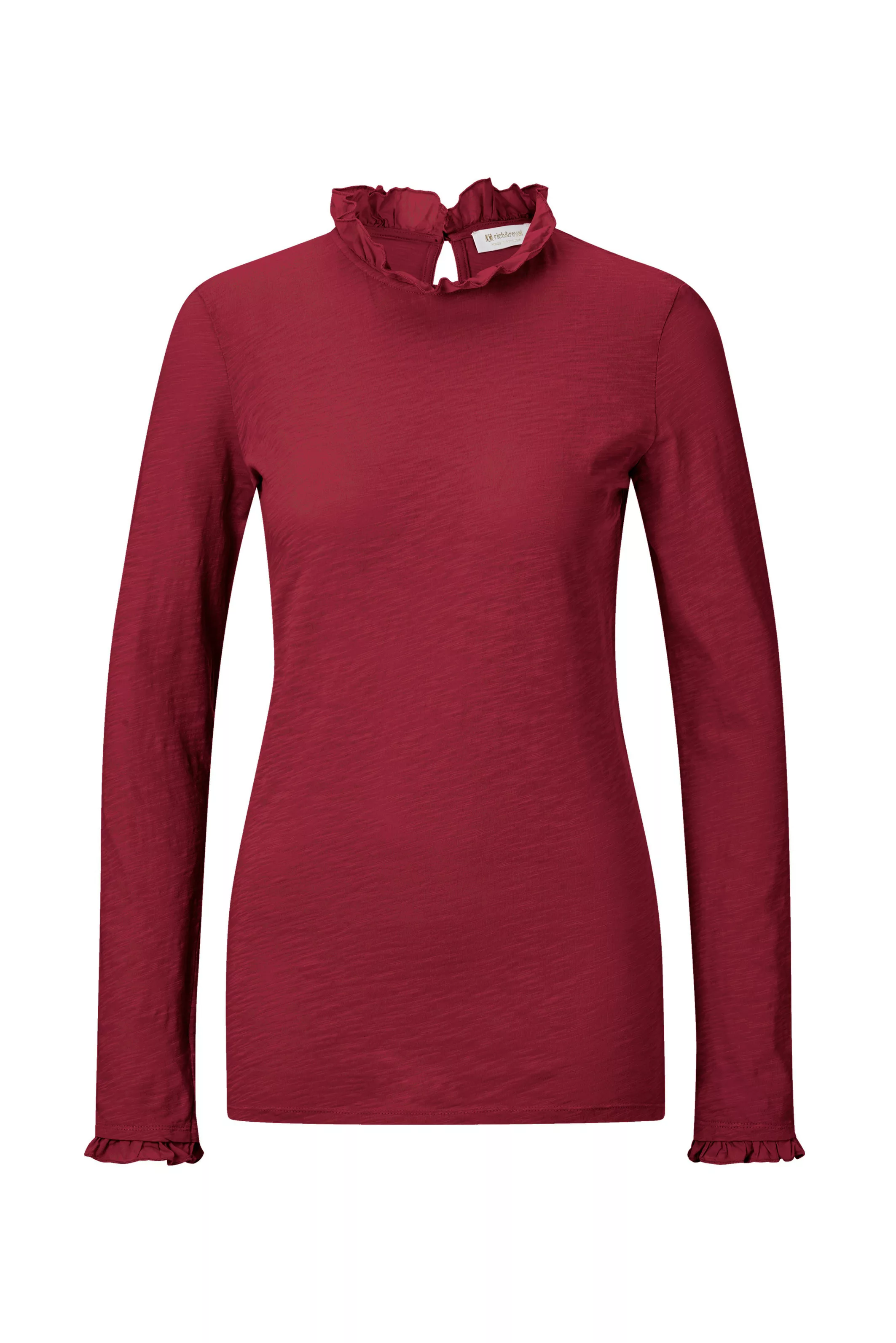 RICHROYAL Langarmshirt "2409 O Slub F LS", mit Rüschenkante an Ausschnitt u günstig online kaufen