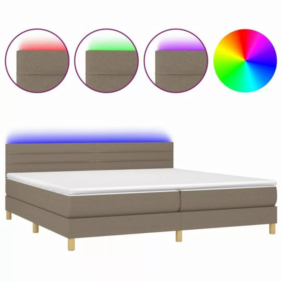 vidaXL Boxspringbett Boxspringbett mit Matratze LED Taupe 200x200 cm Stoff günstig online kaufen