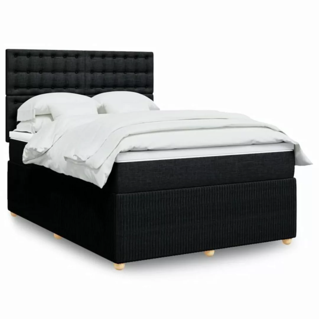 vidaXL Boxspringbett, Boxspringbett mit Matratze Schwarz 140x190 cm Stoff günstig online kaufen