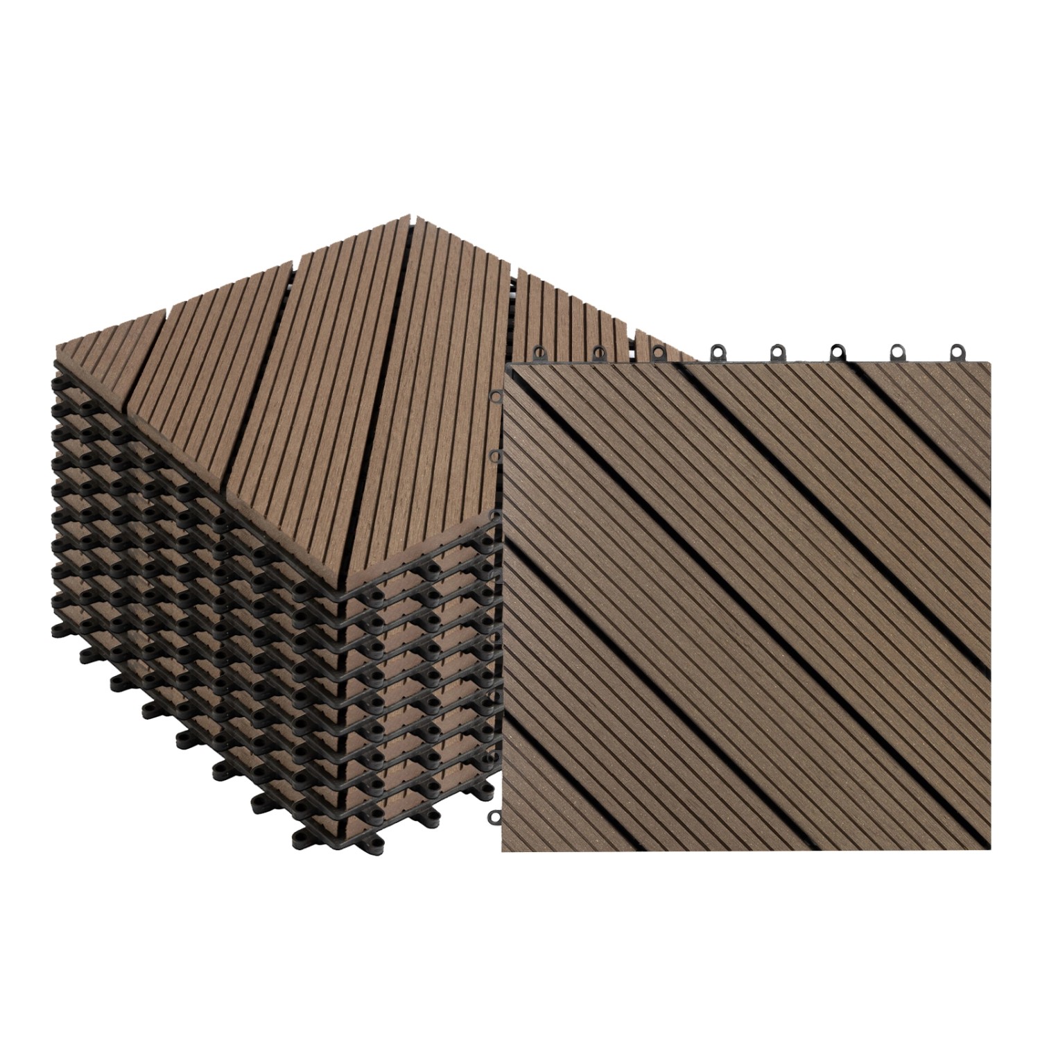 KARAT WPC Terrassenfliesen Classic Wetterfest 30 x 30 cm Dunkelbraun 11er-S günstig online kaufen